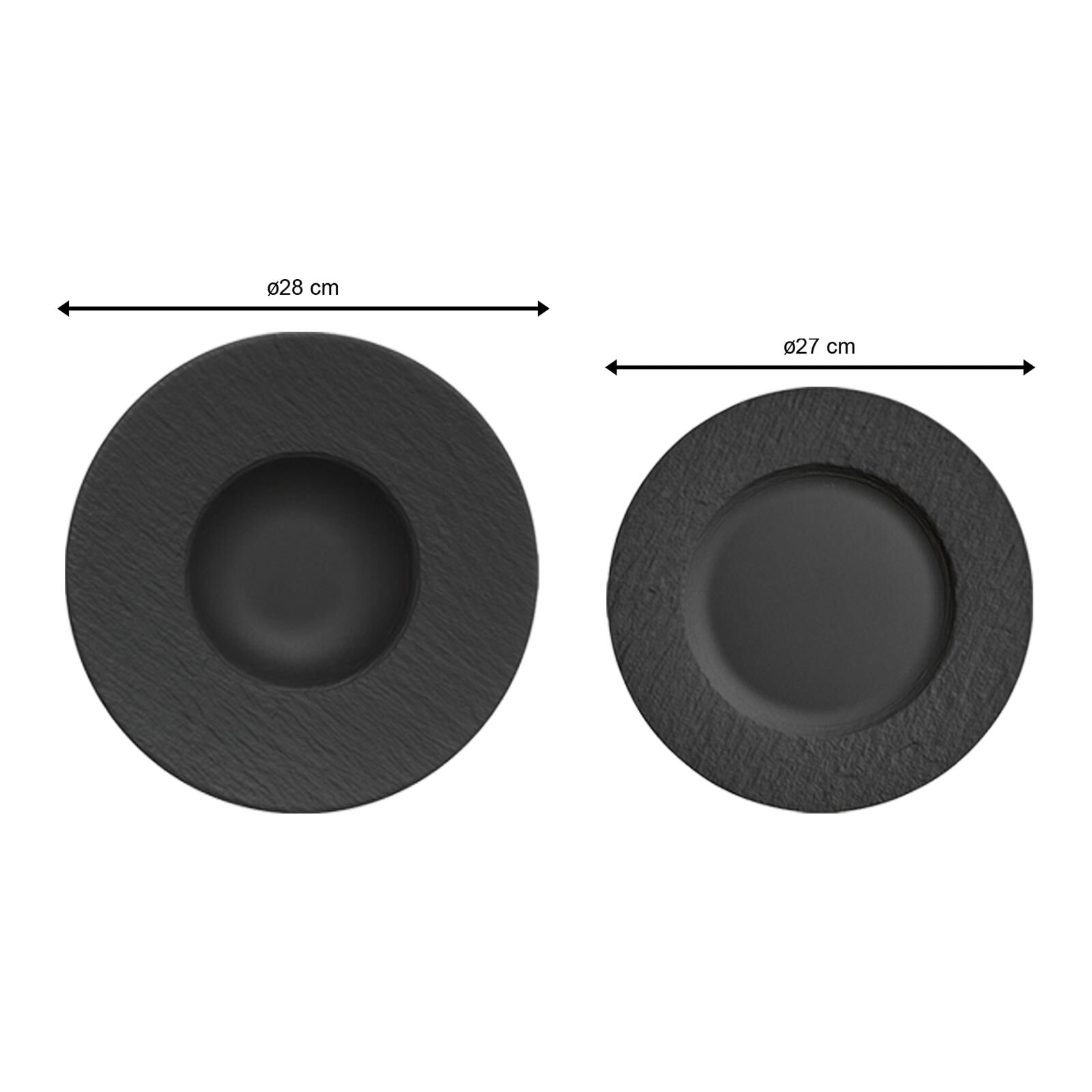 Villeroy & Boch Geschirr-Set »Teller-Set Manufacture Rock 4er Set schwarz« Spülmaschinengeeignet, Mikrowellenfest