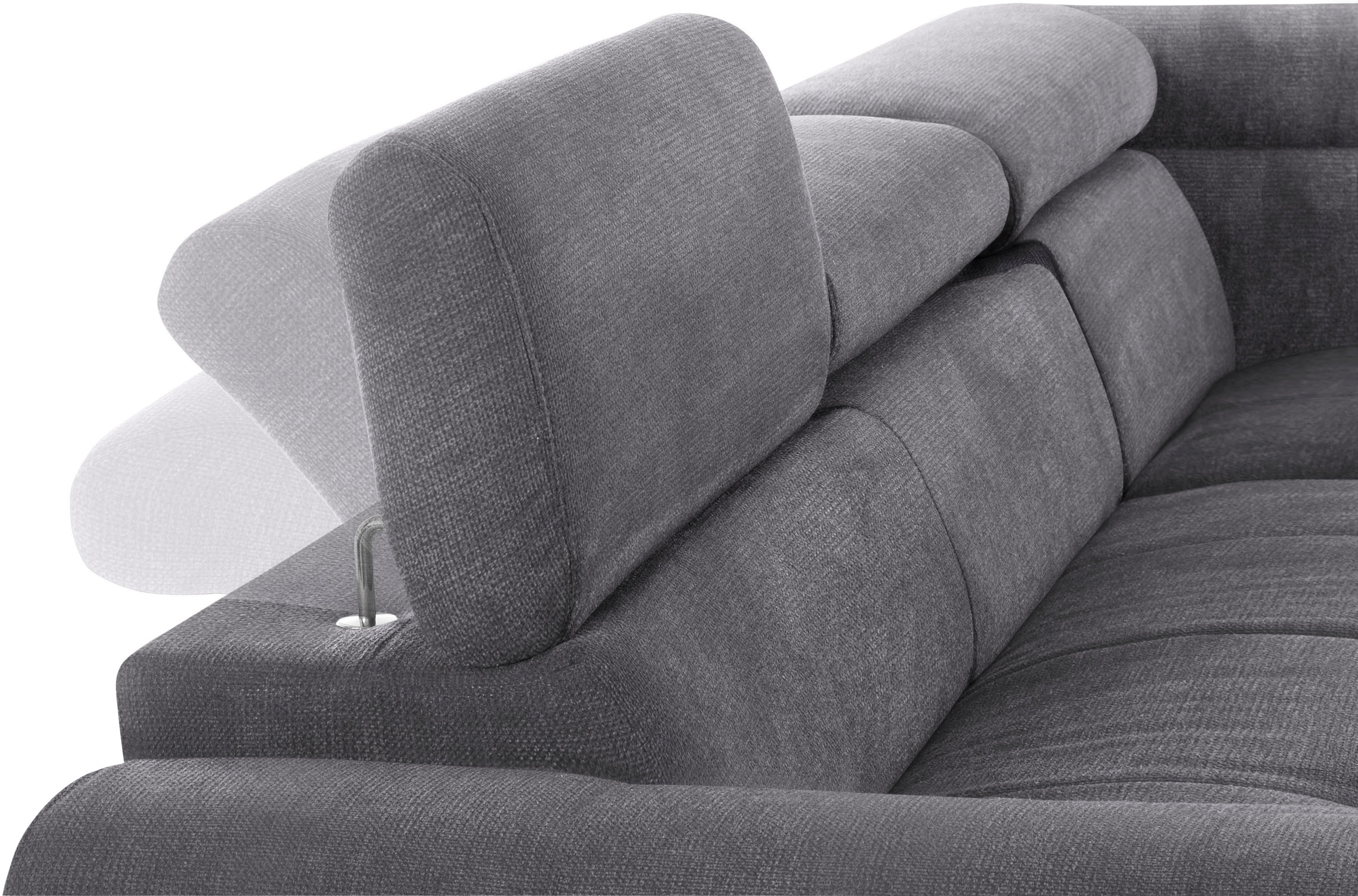 COTTA Ecksofa »Mia L-Form mit 3 Zierkissen«, wahlweise mit Bettfunktion, Bettkasten, Beleuchtung & Wireless-Charger