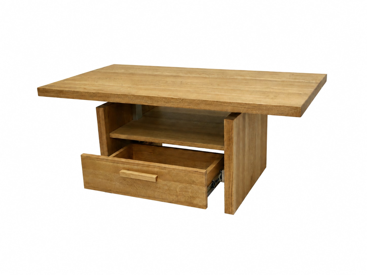 OTTO home Couchtisch »Ravenna, Kaffeetisch« Wildeiche Natur/Smoke massiv, Liftfunktion, Schublade, Ablage