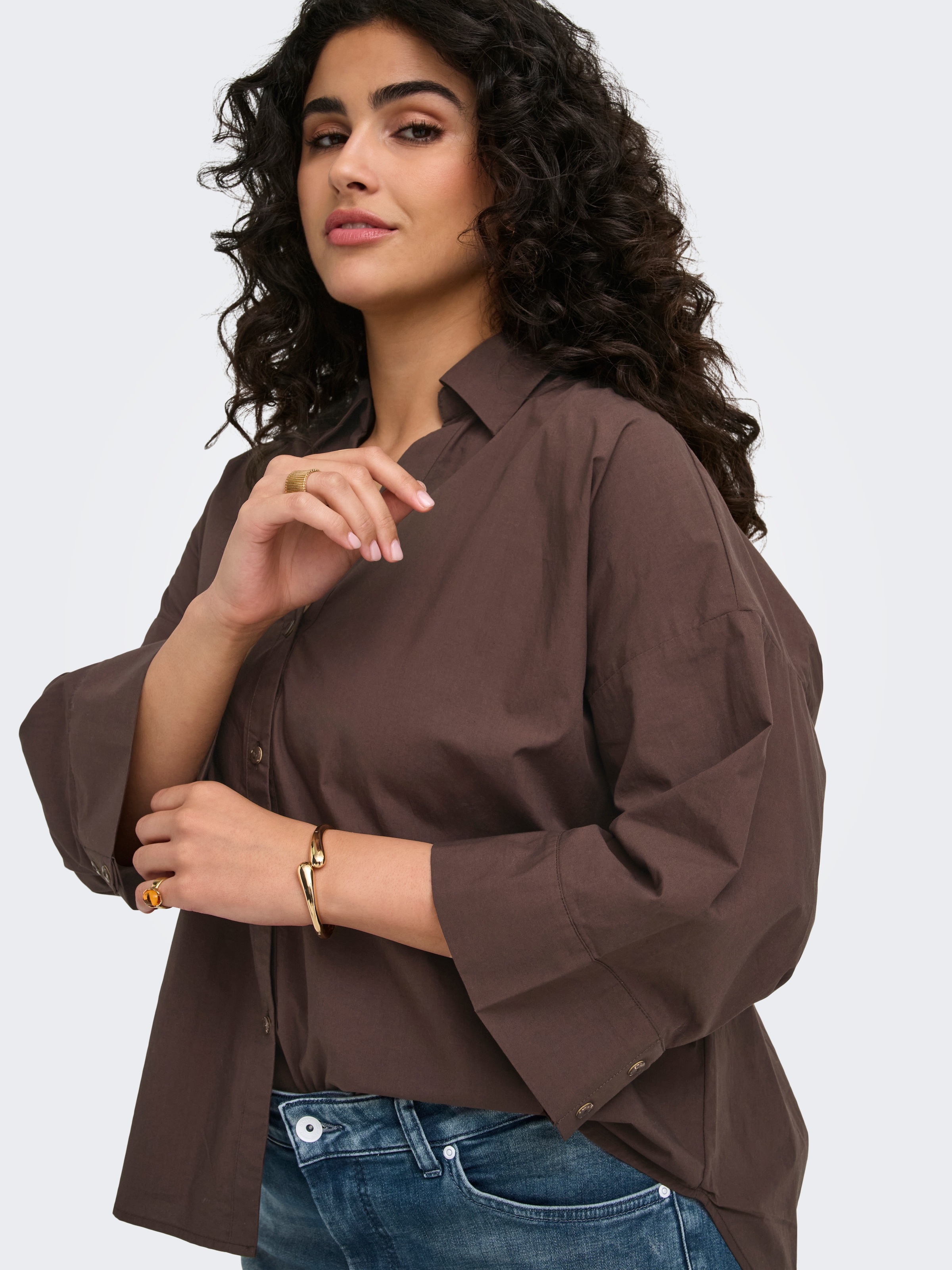 ONLY CARMAKOMA Hemdbluse »CARSAJA KERI 3/4 SHIRT WVN NOOS« Baumwolle, regular fit
