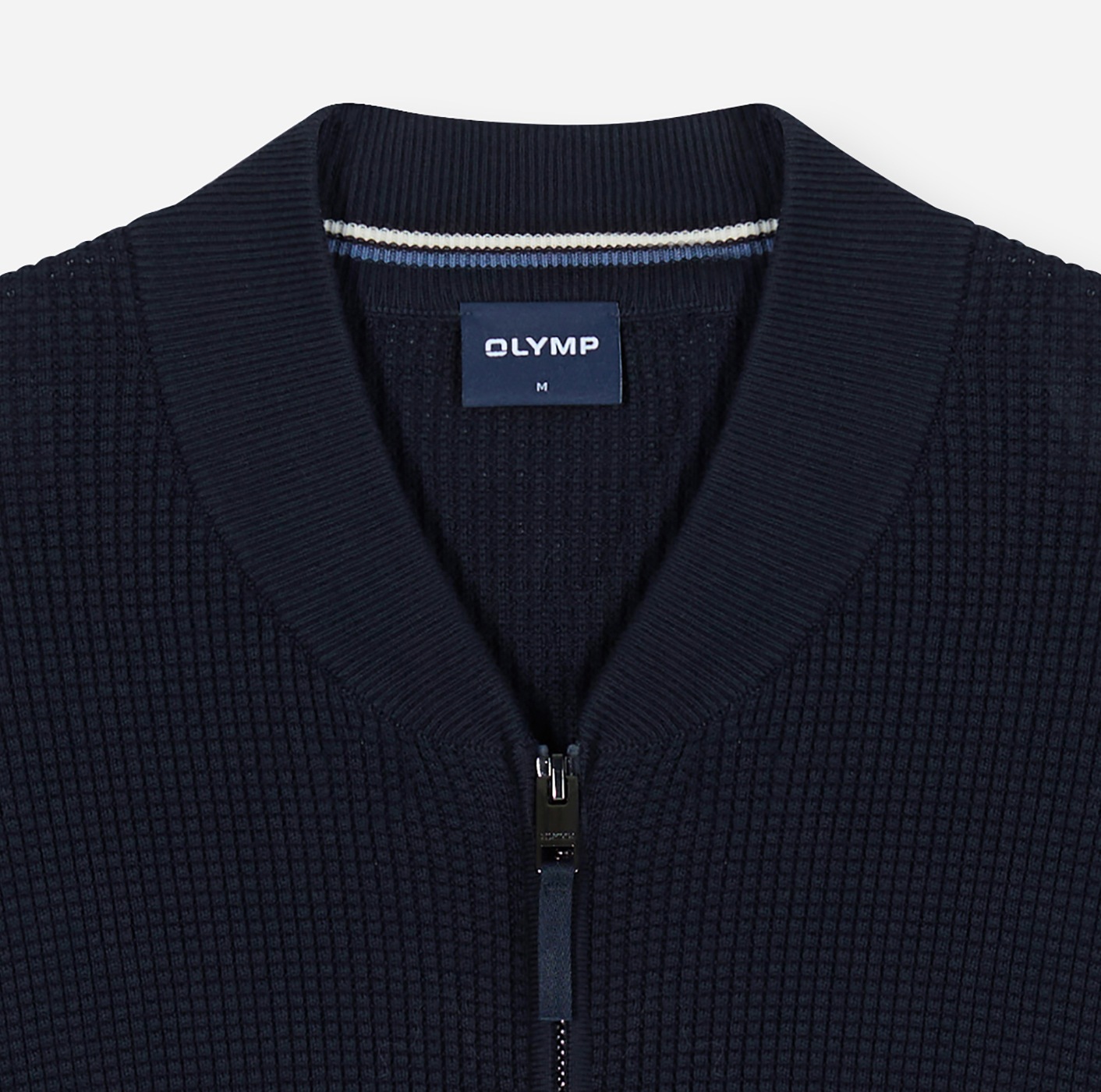 OLYMP Cardigan »Casual« Baumwollmix, Rippkragen, Regular Fit