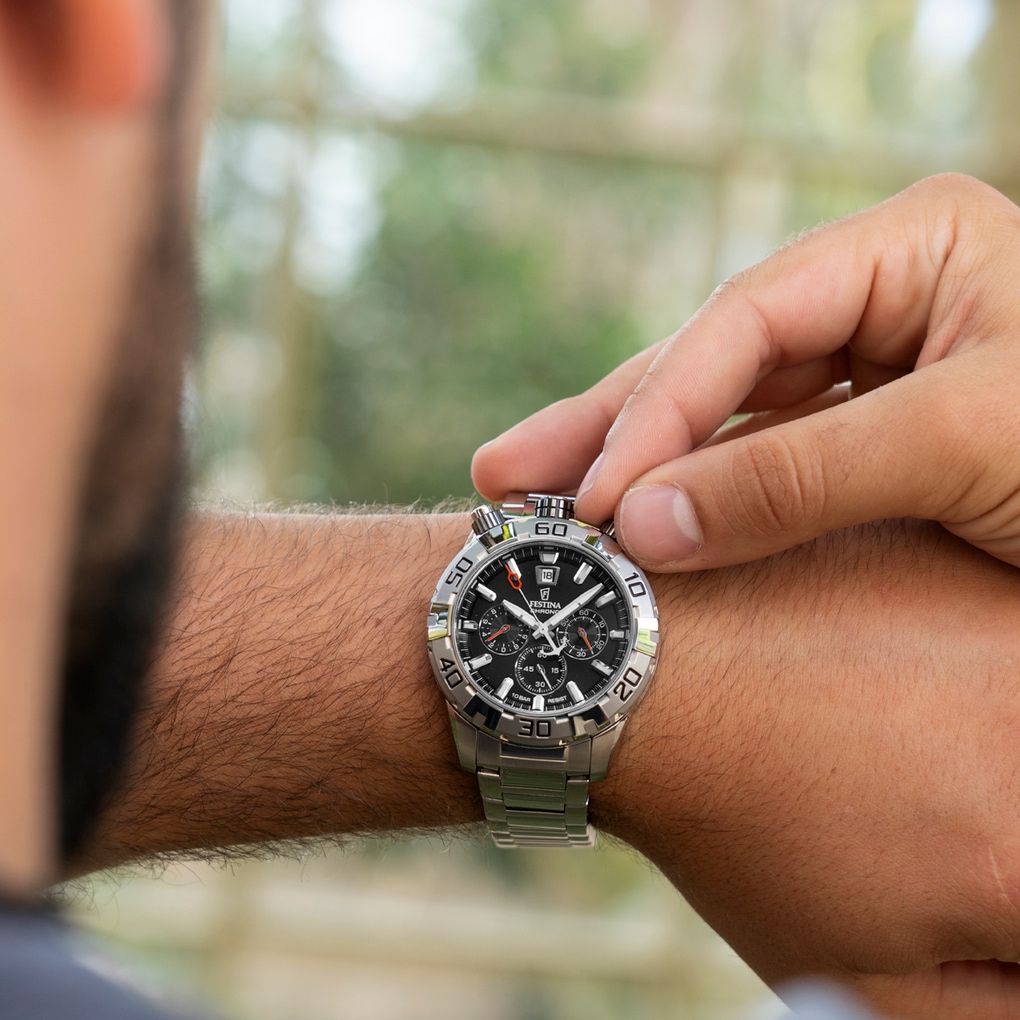 Festina Chronograph »The Originals/Diver« Quarzuhr, Armbanduhr, Herrenuhr, Edelstahlarmband, analog, Tag
