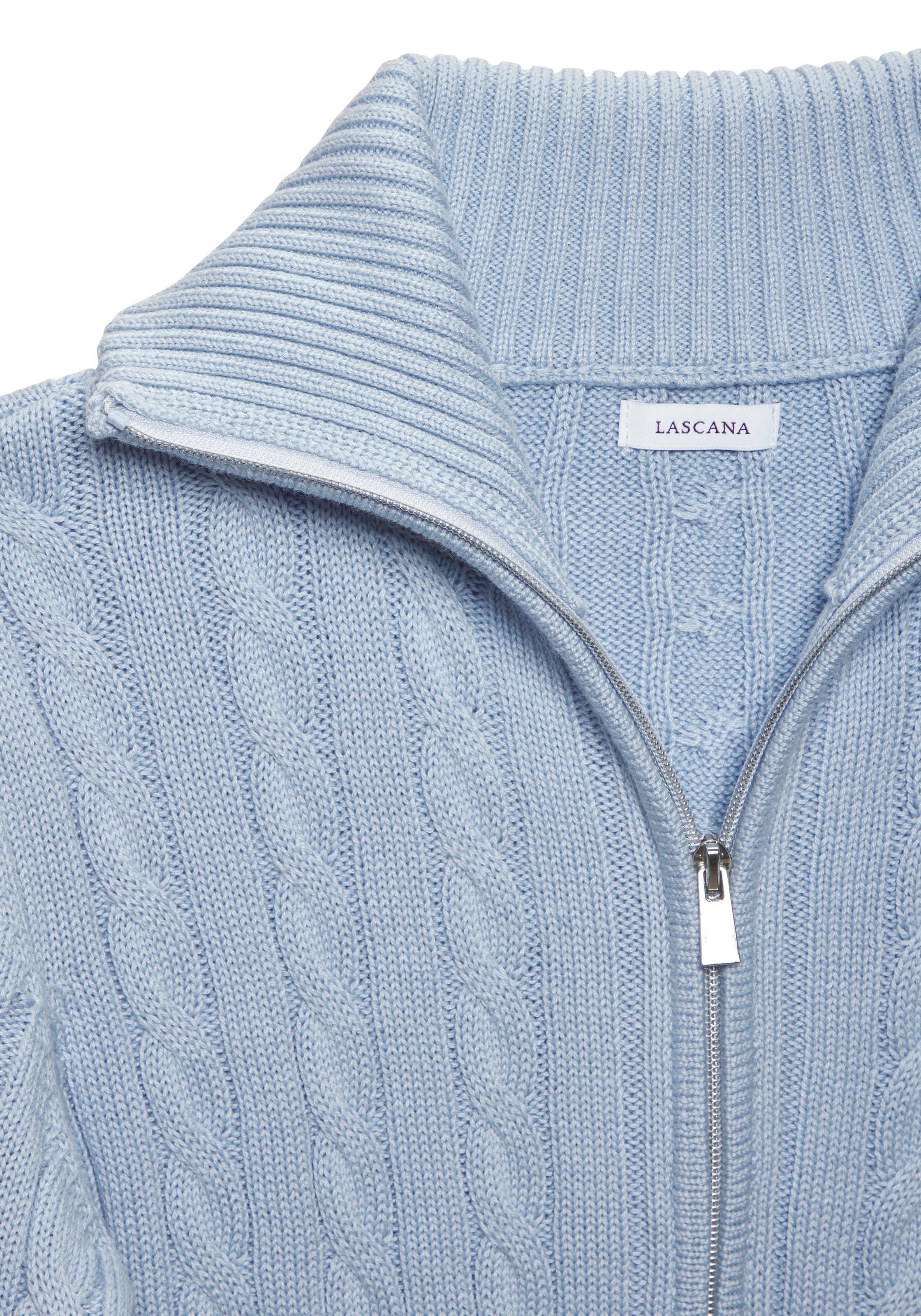 LASCANA Strickjacke mit Zopfstrickmuster, gemütlicher Cardigan mit Reißverschluss