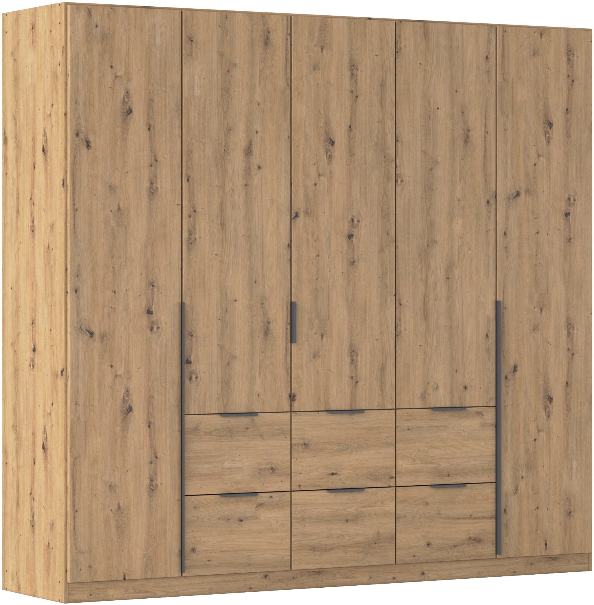 OTTO home Drehtürenschrank "Kleiderschrank Schrank Garderobe AGORDO mit Dekor- oder Hochglanzfront" in zwei Griff-Farben, Breite 226 cm, mit Außenschubkästen, Serie in 7 Breiten und 2 Höhen MADE IN GERMANY