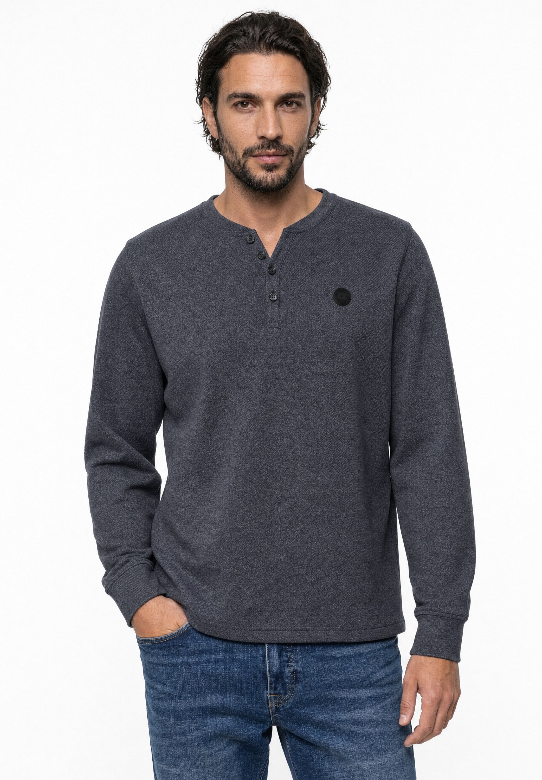 STREET ONE MEN Langarmshirt im Melange Look
