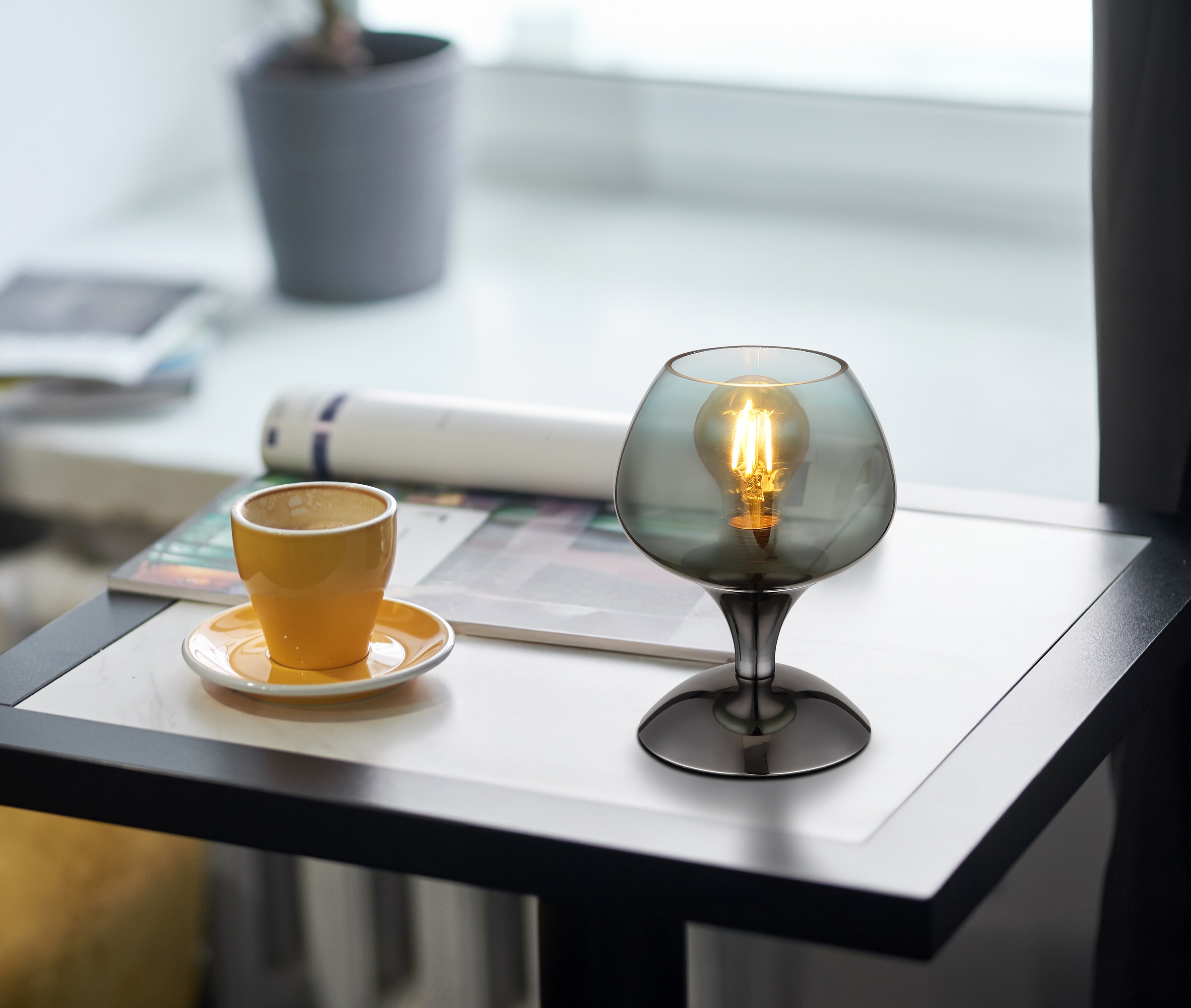 GLOBO LIGHTING Tischleuchte »MAXY«, Leuchtmittel E27 | ohne Leuchtmittel, Tischlampe/Glas grün/modern/Wohnzimmer/Schlafzimmer