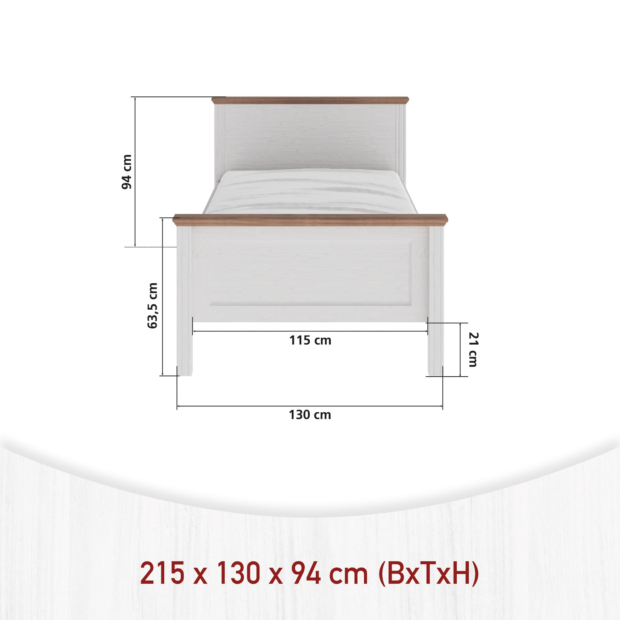 Inter Link Massivholzbett »Maluno, Kiefer Massivholz, Einzelbett, Doppelbett« Echtholzbett ohne Lattenrost, Holzbett,  90/120/140/160/180 x 200 cm