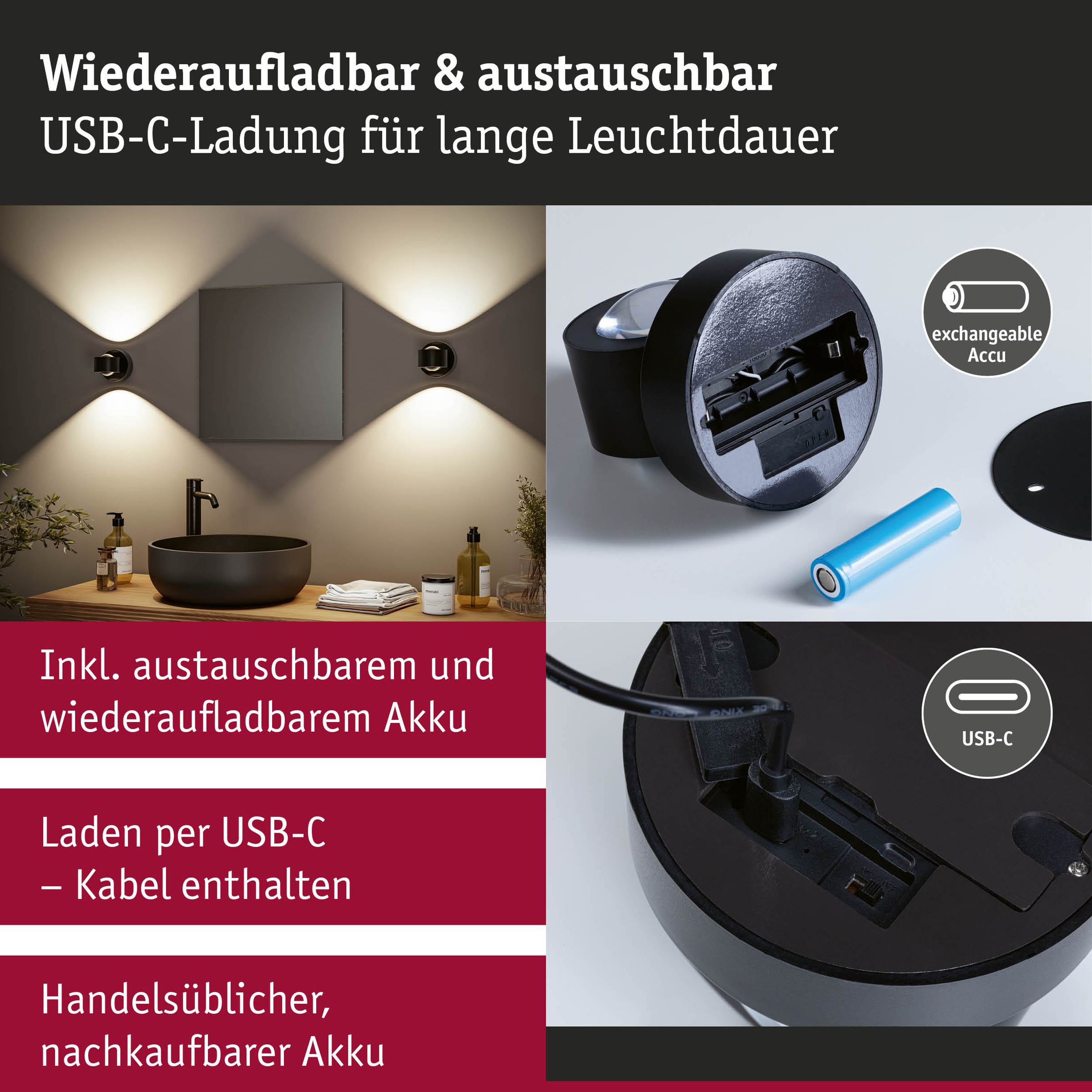 Paulmann LED Wandleuchte »Zorik dim 2,2W« LED-Modul 2 Stk. Dimmbar