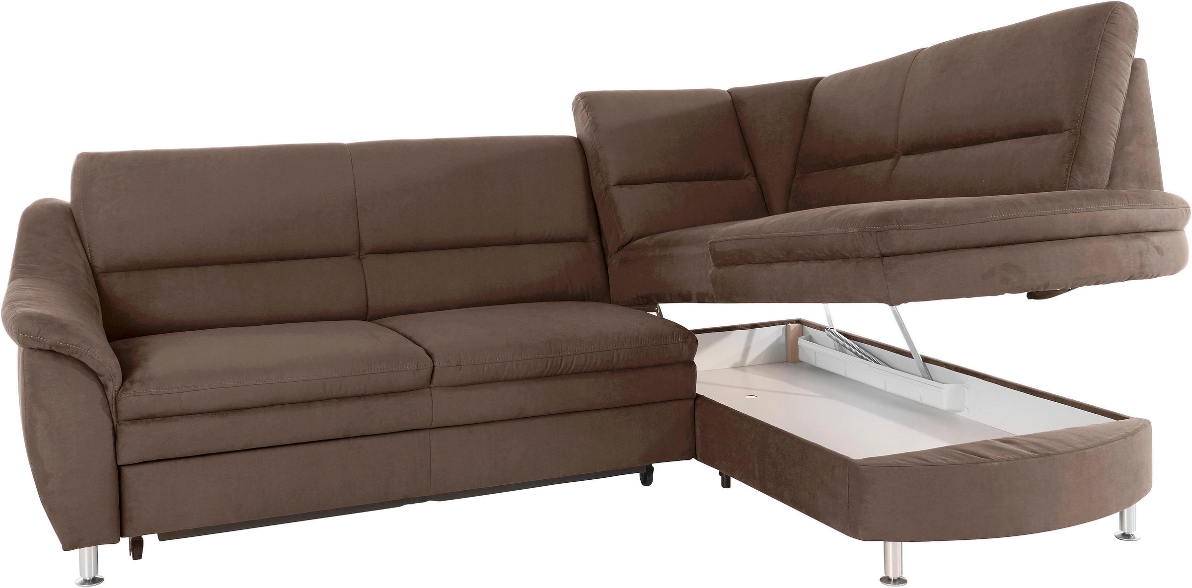 Ecksofa HOME AFFAIRE "Cardoso L-Form", braun (chocco), B:250cm H:90cm T:175cm, Struktur imprägniert (100% Polyester);Luxus-Microfaser ALTARA NUBUCK (100% Polyester);Struktur (52% Polyester, 35% Polyacryl, 13% Baumwolle);Luxus-Microfaser weich (90% Polyest 9