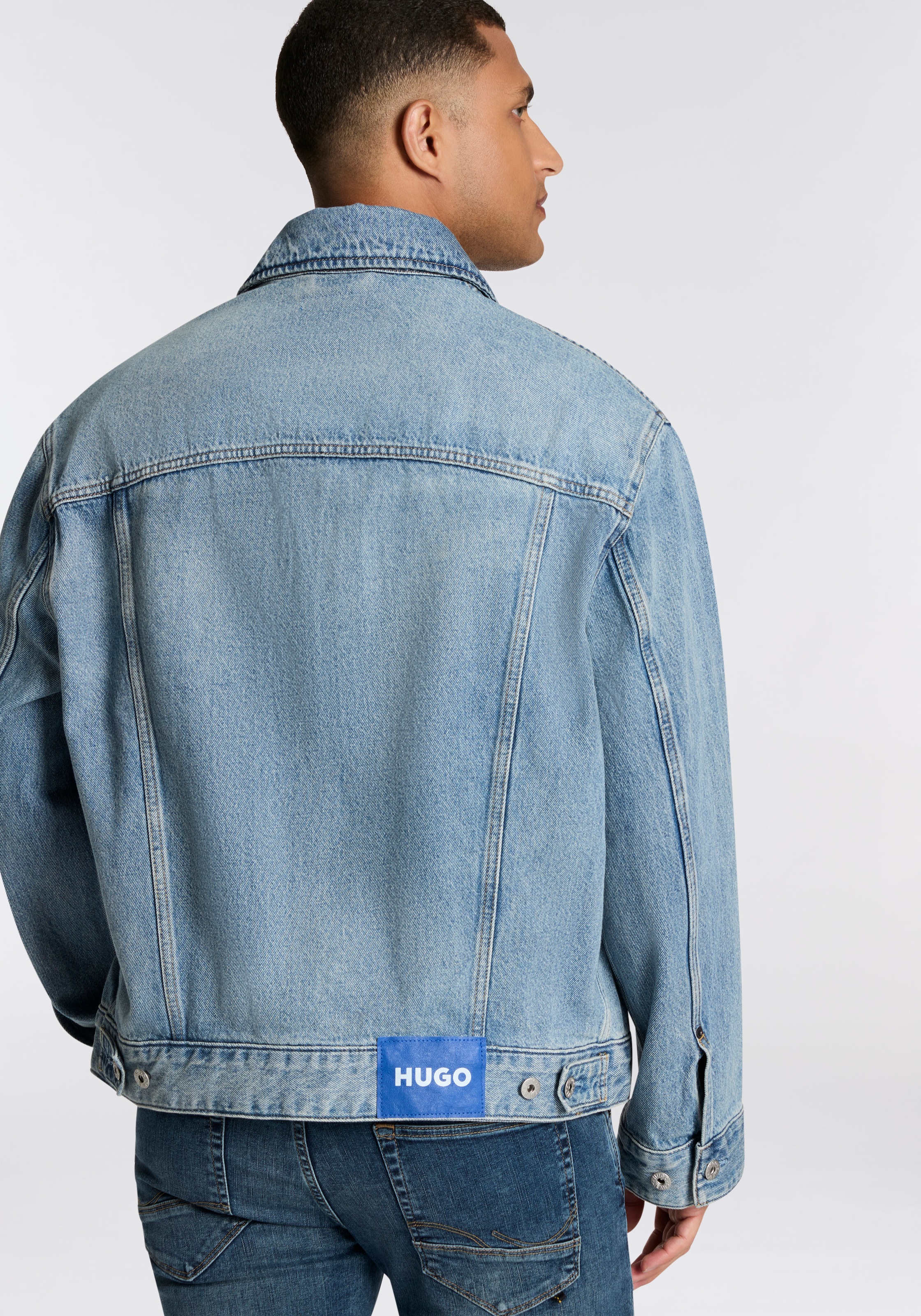 HUGO Blue Jeansjacke "Kirkby", loose fit, Stone-washed-Effekt günstig online kaufen