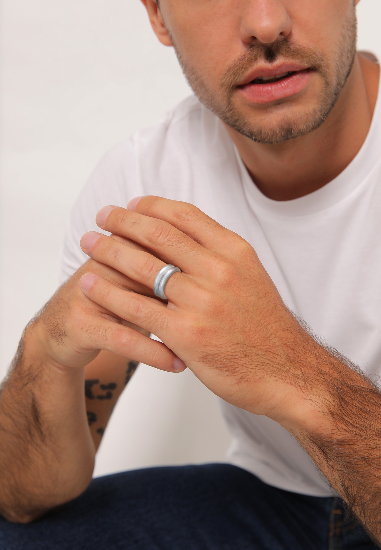 Elli Premium Partnerring »Ring Bandring Double Unisex 925 Ring rhodiniert«