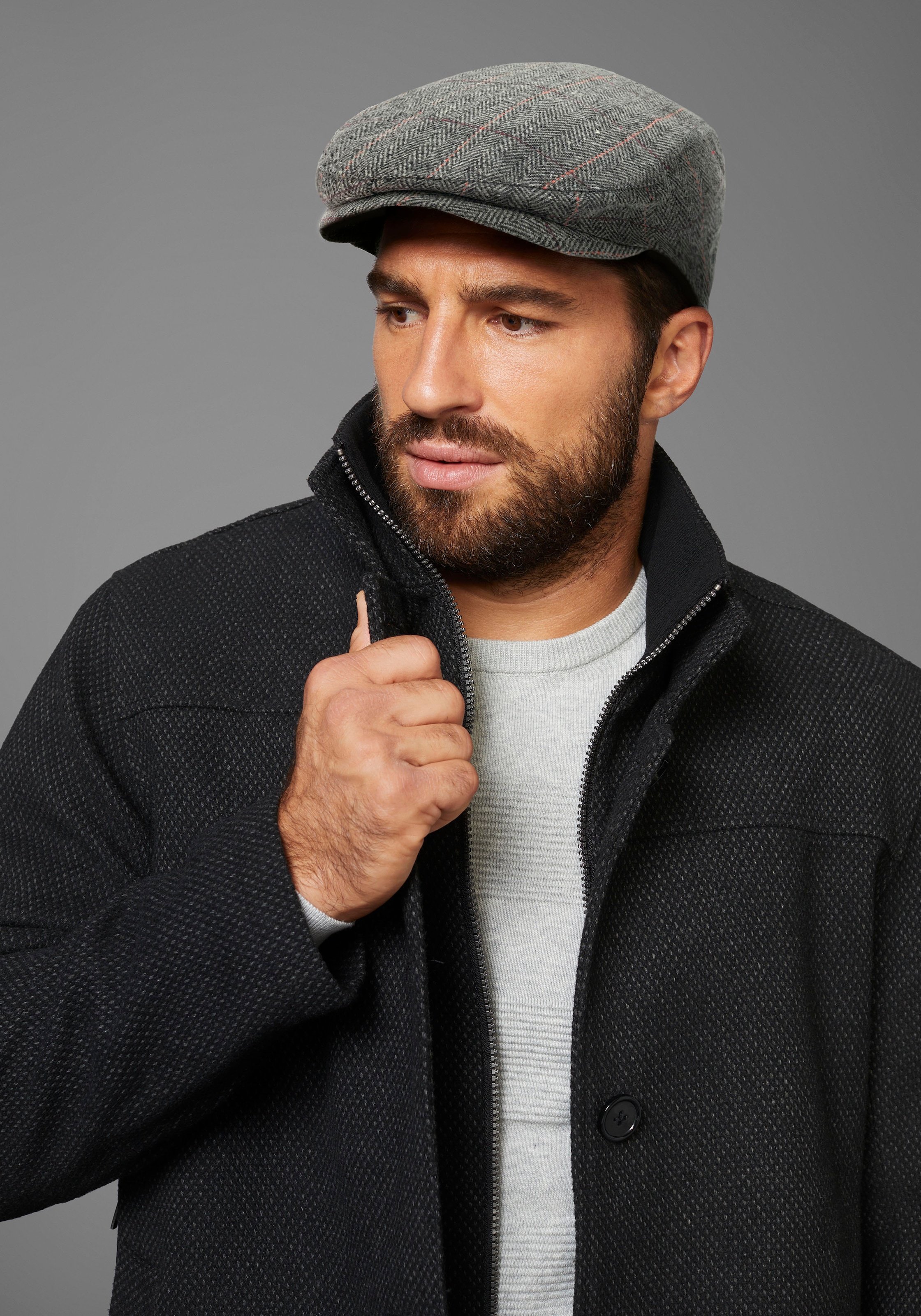 Schiebermütze, stylischer Winter-Flatcap - wärmend gefütter - NEW