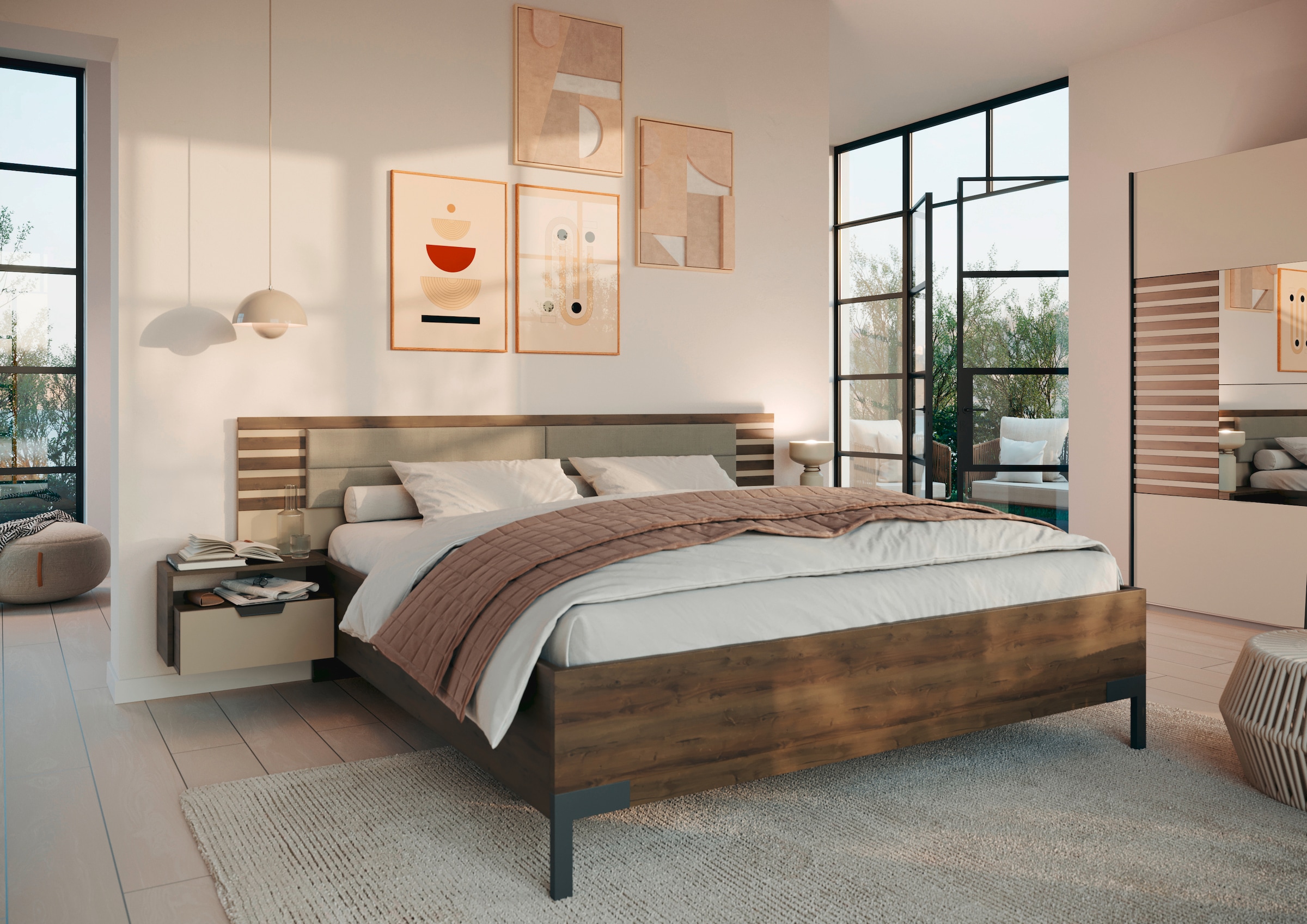 rauch Bettanlage "Bett Doppelbett Futonbett BAREA", mit Hängenachttischen u günstig online kaufen