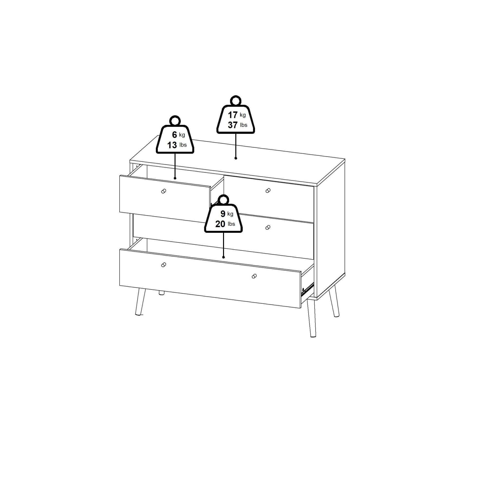 andas Kommode »Bodo, Aufbewahrung, Schubladenschrank, Stauraum«, 4 Schubladen, Beine und Griffe aus Echtholz, Breite 99 cm