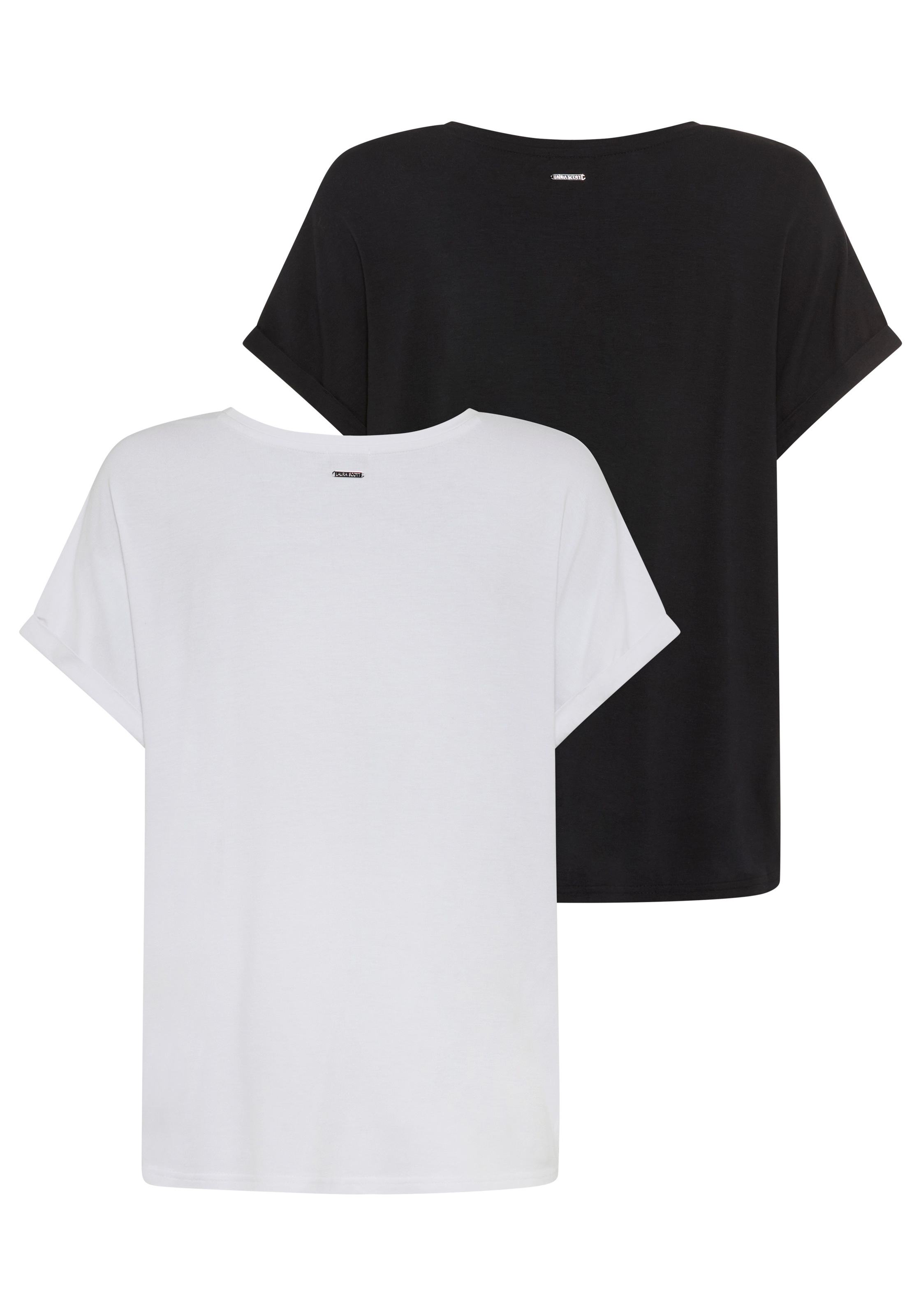Laura Scott CURVE T-Shirt, (2 tlg.), mit modischem Ärmelaufschlag - GROSSE günstig online kaufen