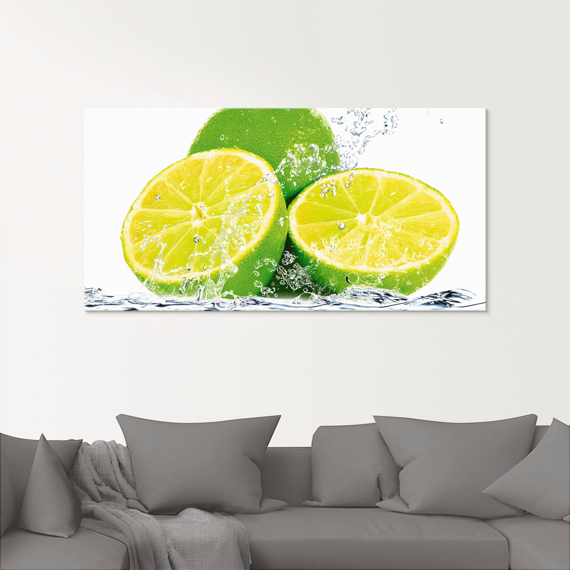 Thumbnail - Artland Glasbild "Limette mit Spritzwasser" Lebensmittel 1 Stk. tlg. in verschiedenen Größen