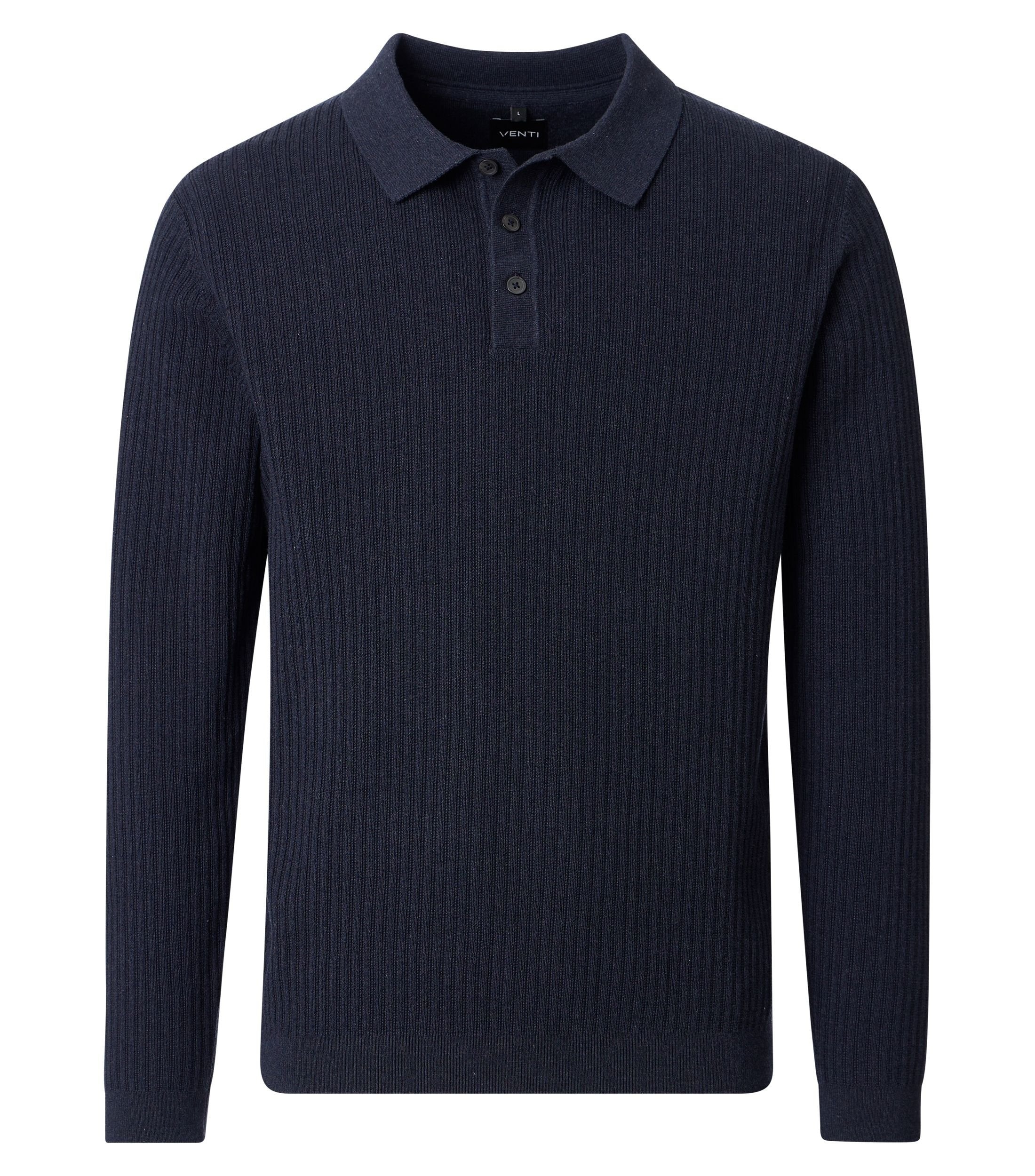 VENTI Polokragenpullover "VENTI Polo-Shirt langarm gemustert"