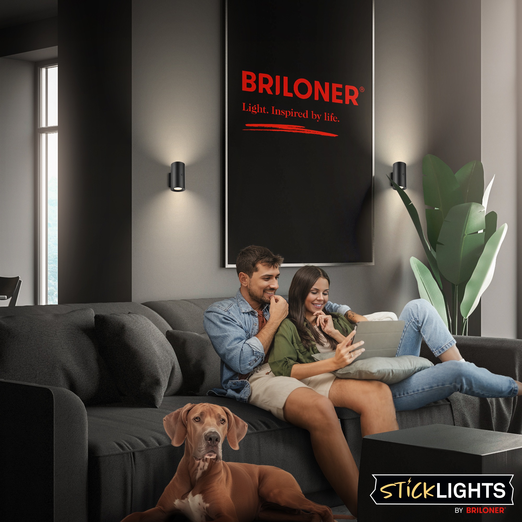Briloner Leuchten LED Wandleuchte »ISY« LED-Modul 2 Stk. Warmweiß 6,1 x 12 cm (DxH) Schwarz 2 W ohne Stromanschluss Flur 2er-Set