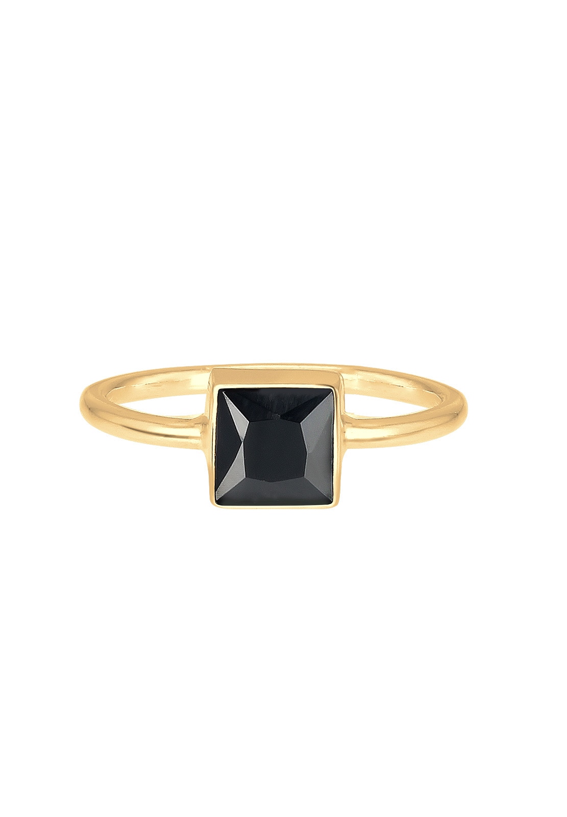 Elli Fingerring »Elli Ring Bandring Viereck Geo Zirkonia 925 Silber vergoldet«