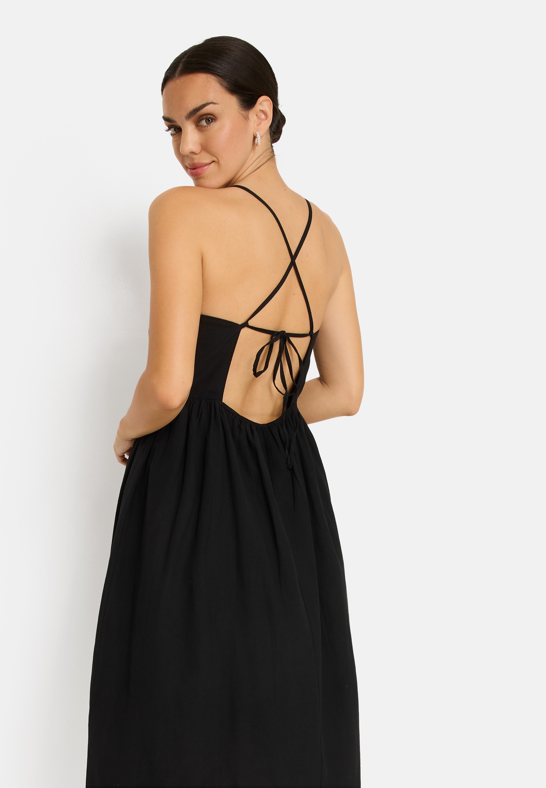 LSCN by LASCANA Midikleid Ohne Taschen mit tiefem Rückenausschnitt, Sommerkleid