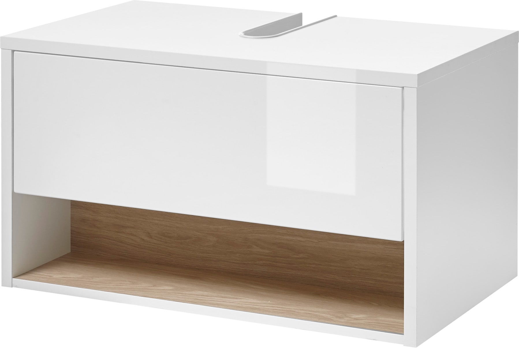 Places of Style Badmöbel-Set »Studio Line, Bad im modernen Design, 4-teiliges Badezimmer«, (4 St.), Schrank, Unterschrank und Spiegel, in zwei Farben verfügbar, Stauraum