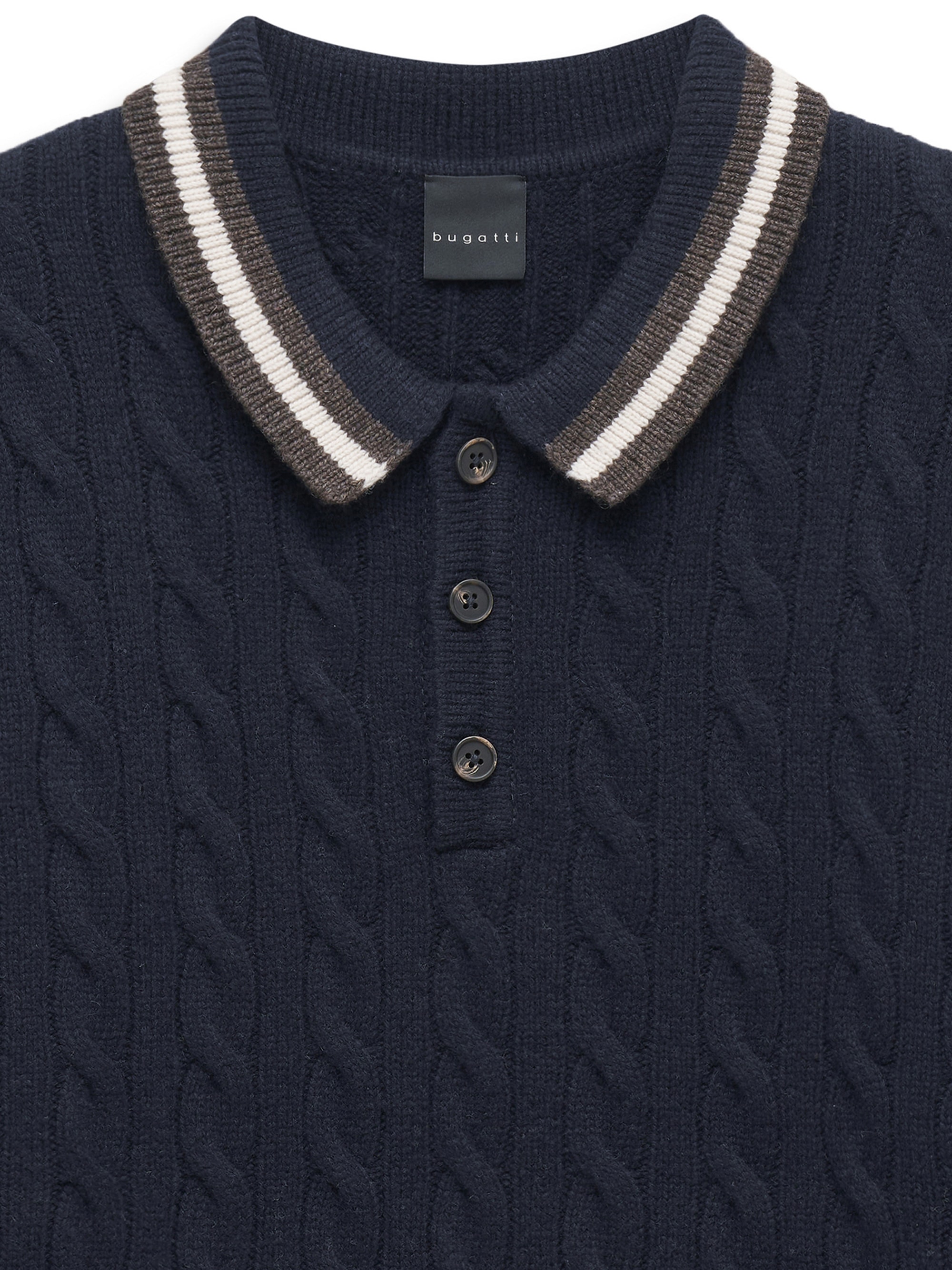 bugatti Poloshirt »Regular Fit« Regular Fit Wollmix Zopfmuster