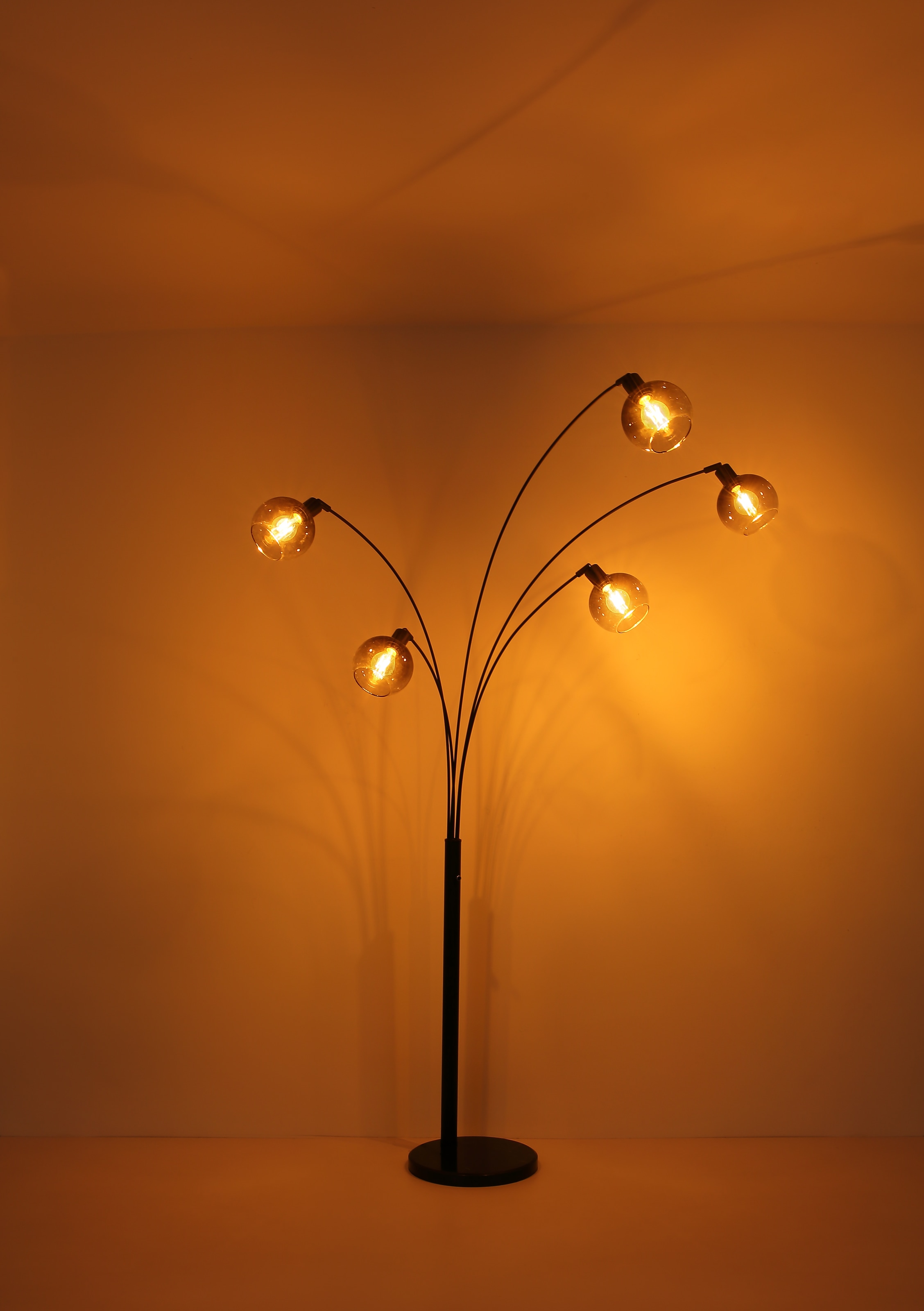 GLOBO LIGHTING Stehlampe »DALTON«, Leuchtmittel E27 | ohne Leuchtmittel, Stehleuchte/Glaskugeln rauchfarben/schwarz/Wohnzimmer/Schlafzimmer