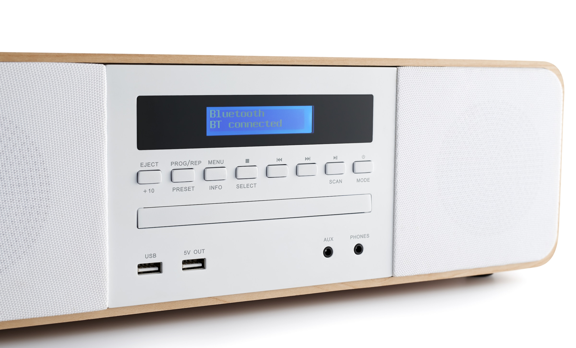 Thomson Kompaktanlage »MIC201IDABBT weiß/braun, CD, 50 Watt«, Displaybeleuchtung-UKW Radio-USB-Audiowiedergabe, DAB+, Induktion Charging