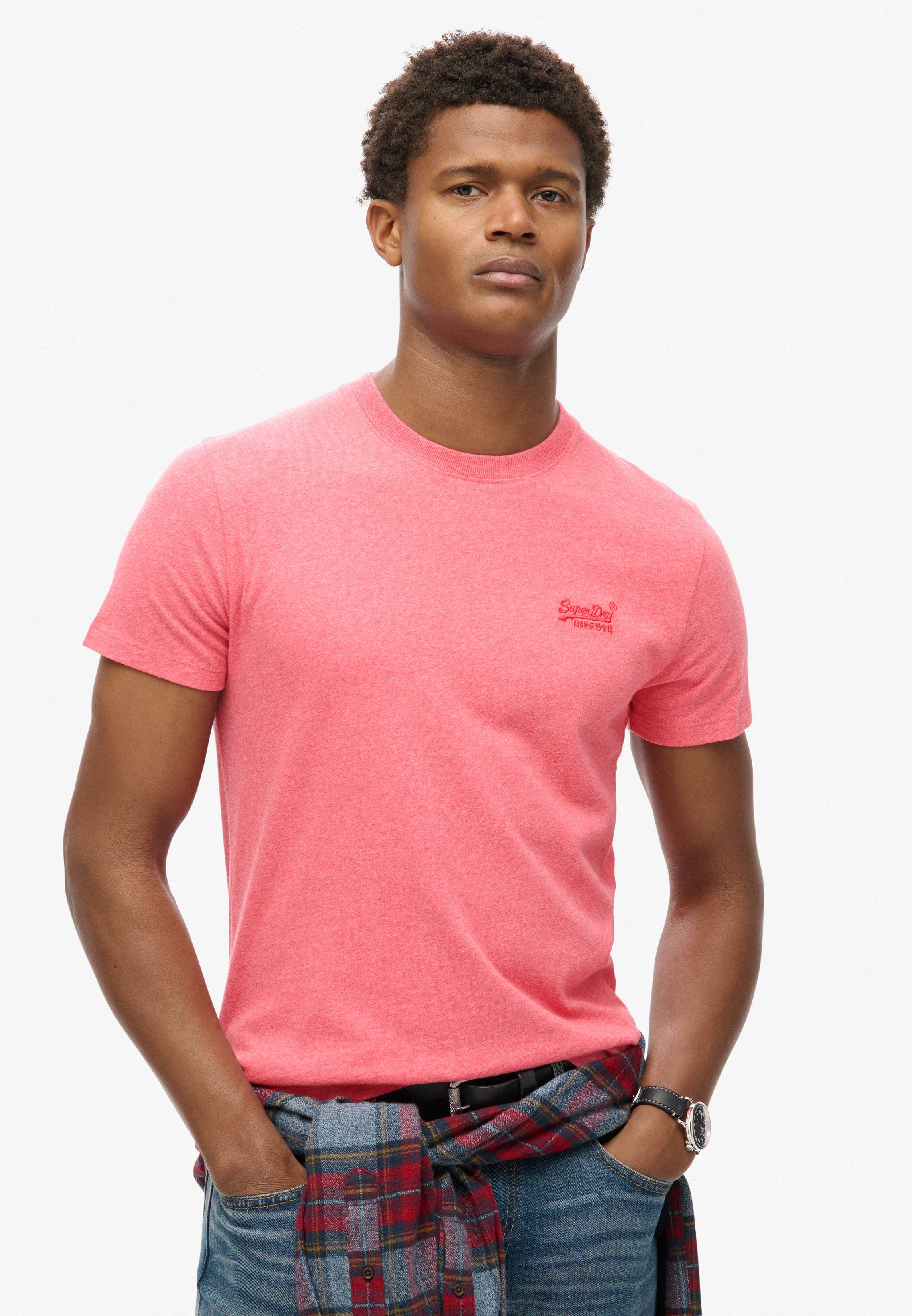 Superdry Rundhalsshirt "Essential Logo Emb Tee" Aus Baumwolle Und Single Jersey, Slim Fit, Kurzarm, Hüftlang