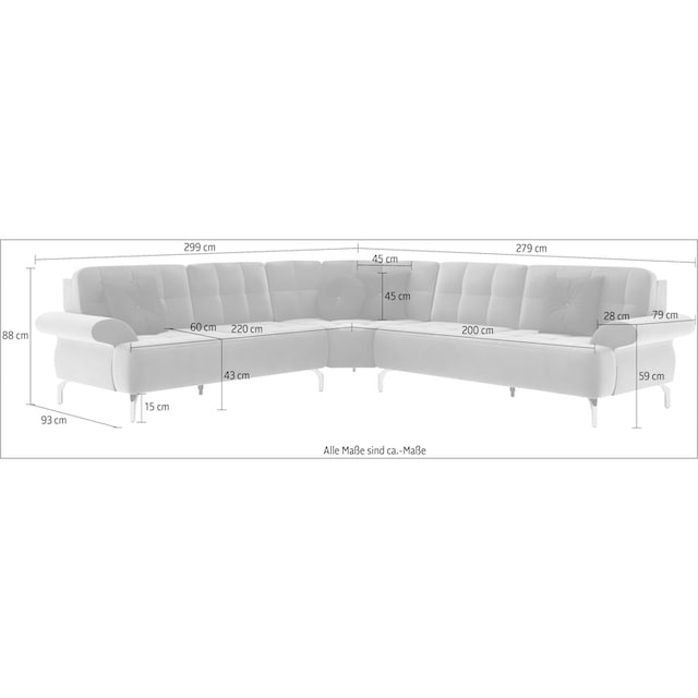 sit&more Ecksofa »Orient 1«, inkl. 4 Zierkissen mit Strass-Stein,  goldfarbene Metallfüße bestellen | BAUR