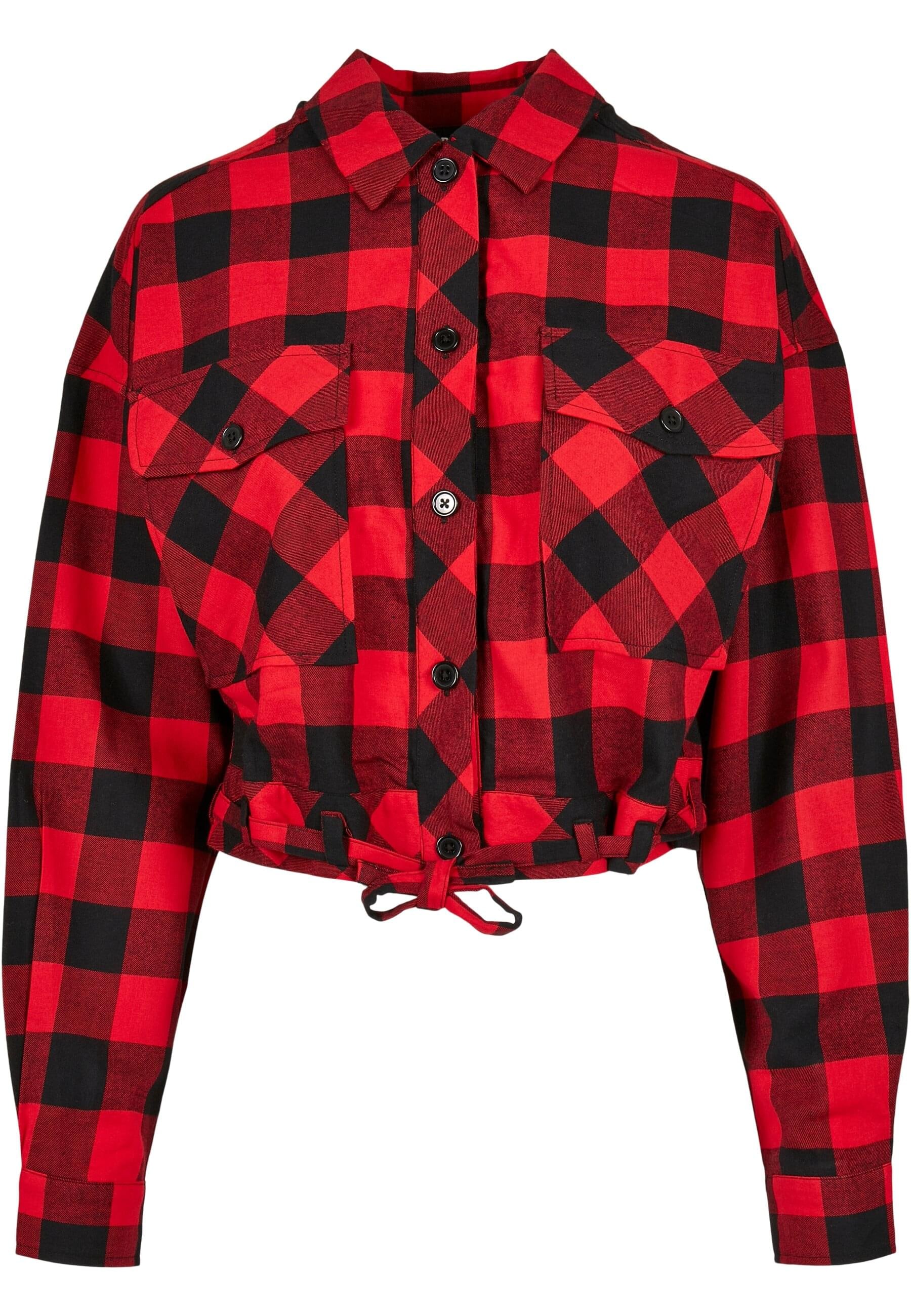 Langarmhemd »Urban Classics Damen Ladies Short Oversized Check Shirt«, (1 tlg.)