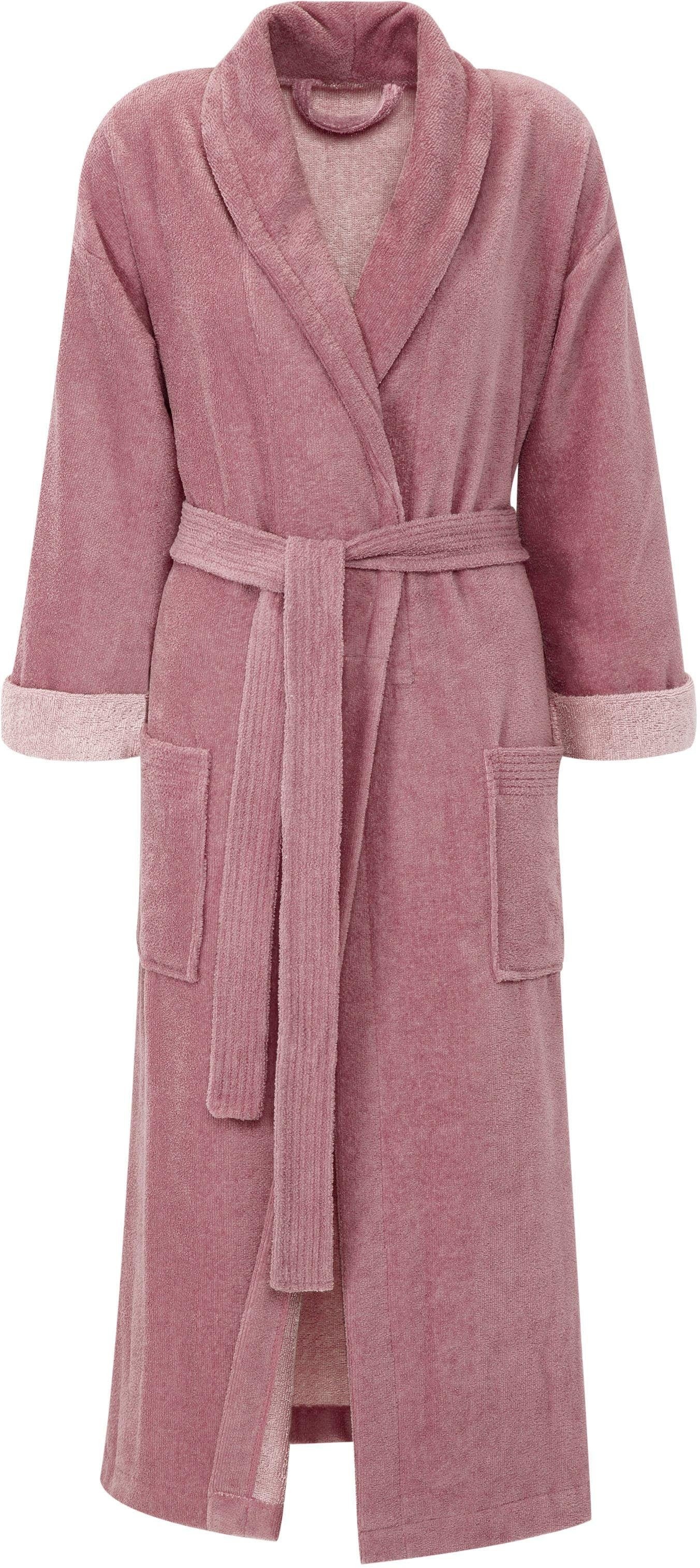 Gözze Unisex-Bademantel "Turin, ideal für Sauna & Spa, Hotelbademantel, Morgenmantel" 1 Stk. für Damen & Herren, mit Gürtel und zwei aufgesetzten Taschen, lang