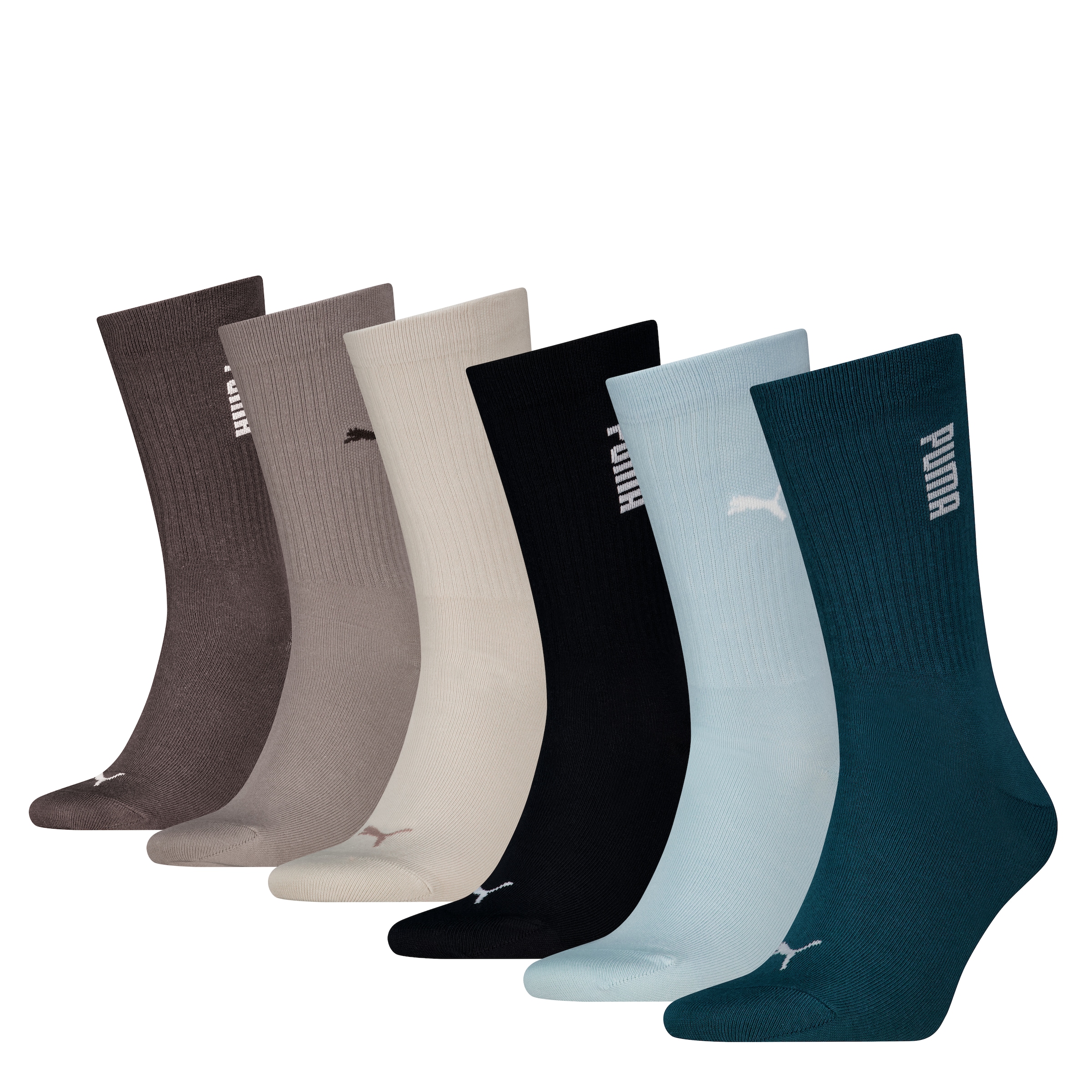 PUMA Socken 6 Paar tlg. mit Rippenbündchen, Logo und Schriftzug günstig online kaufen