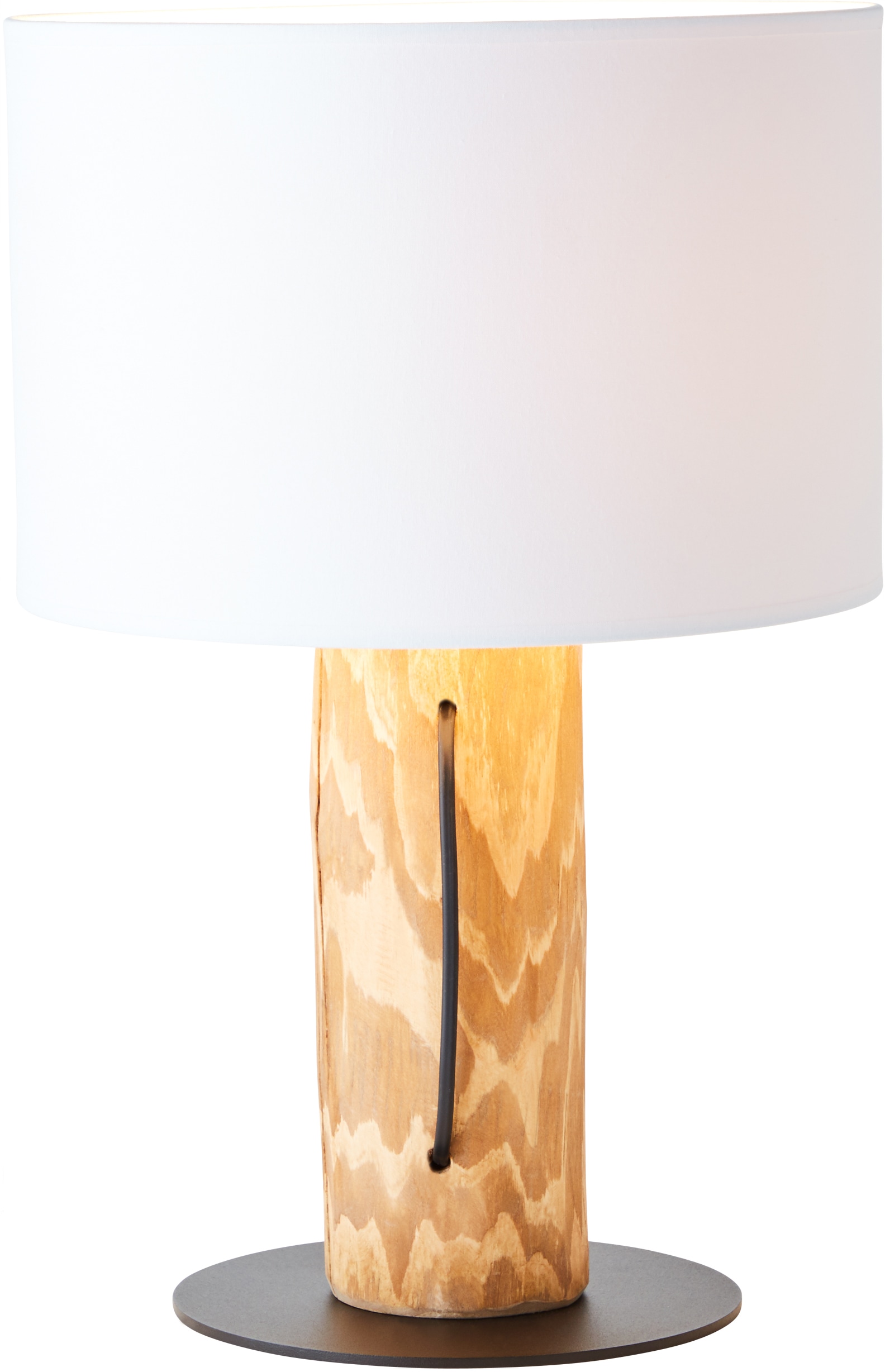 Brilliant Tischleuchte »Jimena«, 1 flammig, Leuchtmittel E27 | ohne Leuchtmittel, 43 cm Höhe, Ø 30 cm, E27, Holz/Textil, kiefer gebeizt/weiß