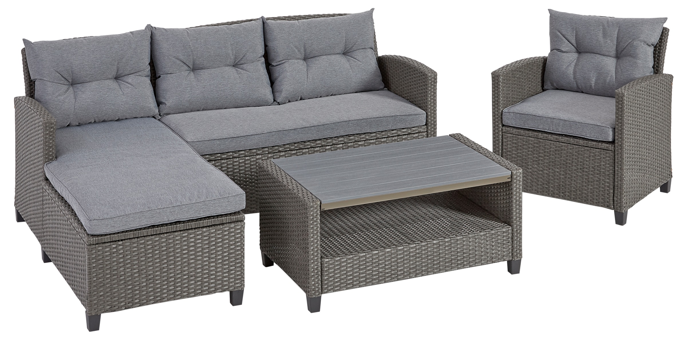 KONIFERA Gartenlounge-Set "Cordoba" Set, 2x Bank, 1x Sessel, 1x Tisch 90x55 günstig online kaufen