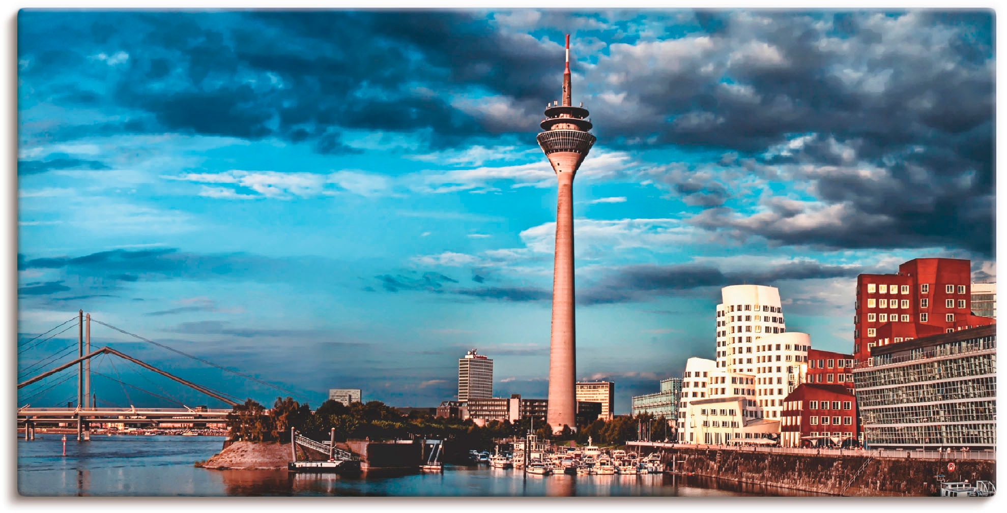 Artland Leinwandbild "Düsseldorf Skyline I", Deutschland, (1 St.), auf Keilrahmen gespannt