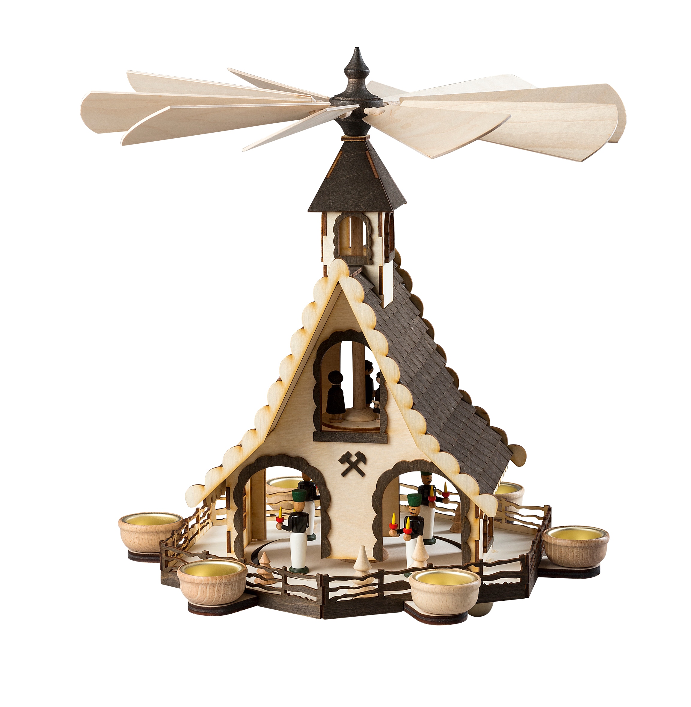 SAICO Original Weihnachtspyramide "Hauspyramide, Bergmänner" für 6 Teelicht günstig online kaufen