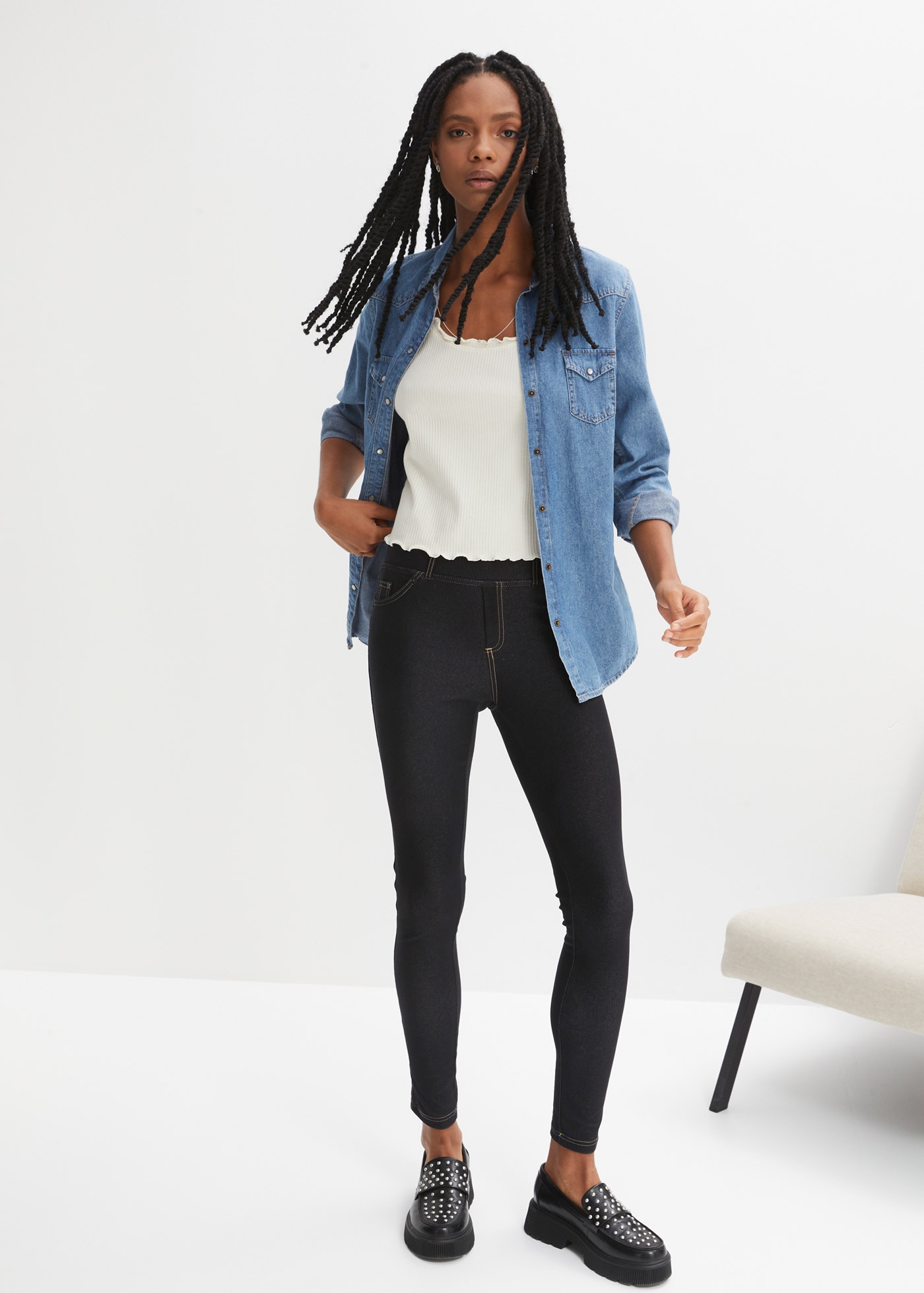 bonprix Leggings  Leggings in Jeansoptik aus Baumwoll-Mix