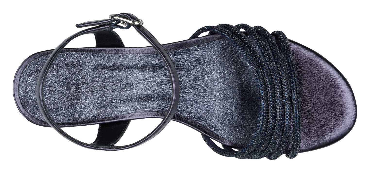 Tamaris Sandalette  , Blockabsatz, Festtagsschuh, Abendschuh mit funkelnden Schmucksteinen