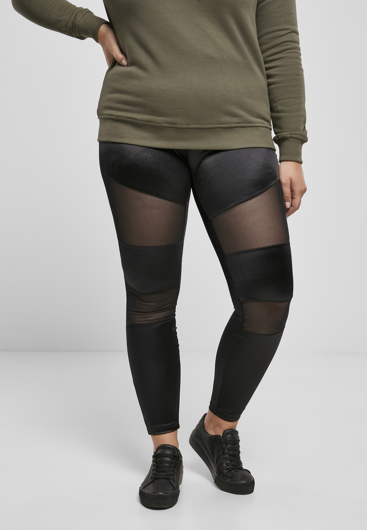 URBAN CLASSICS Leggings "Urban Classics Damen Ladies Shiny Tech Mesh Leggings", (1 tlg.)