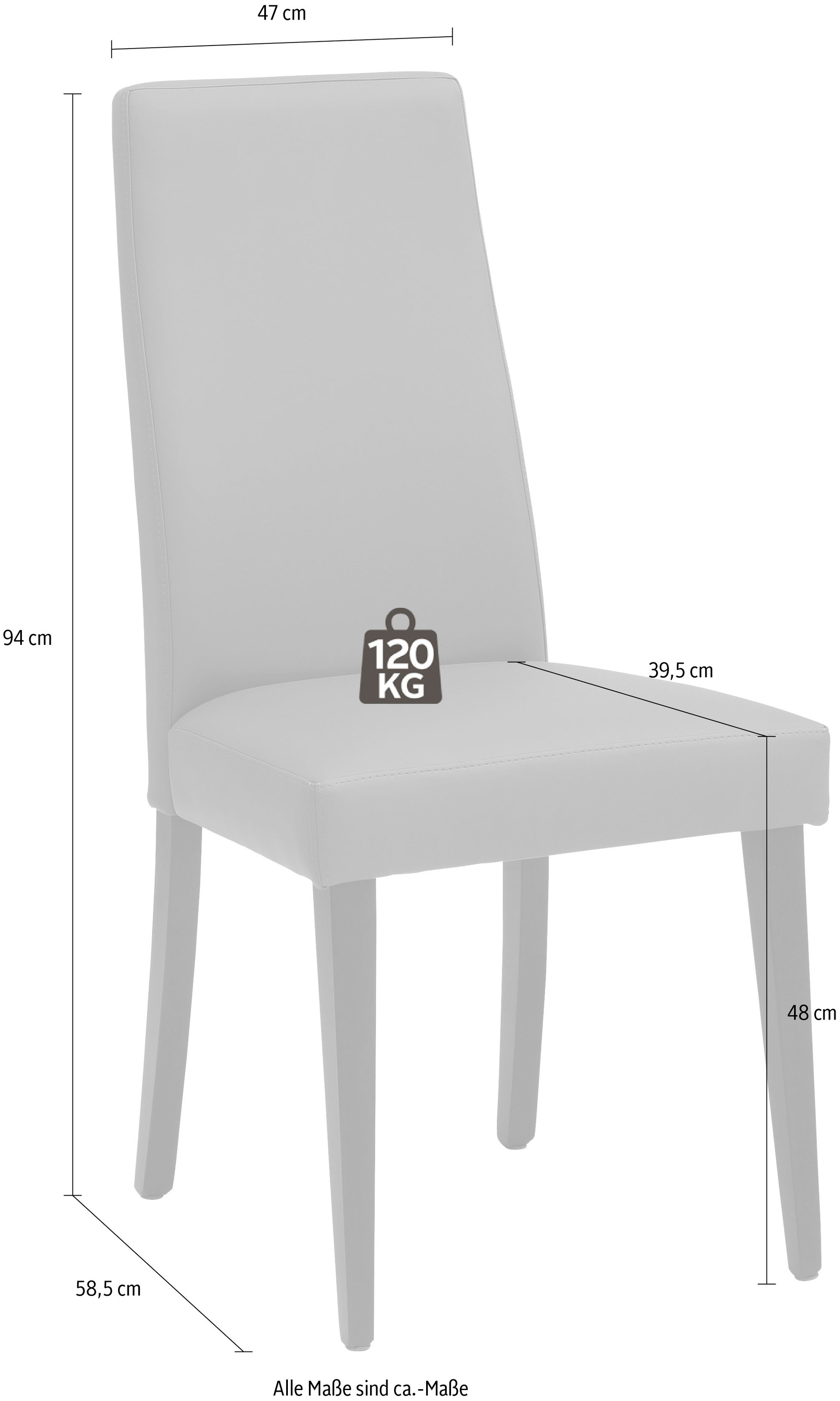 INOSIGN Esszimmerstuhl »Mary«, (Set), 2 St., Kunstleder, Beine wahlweise Buche natur oder wengefarben