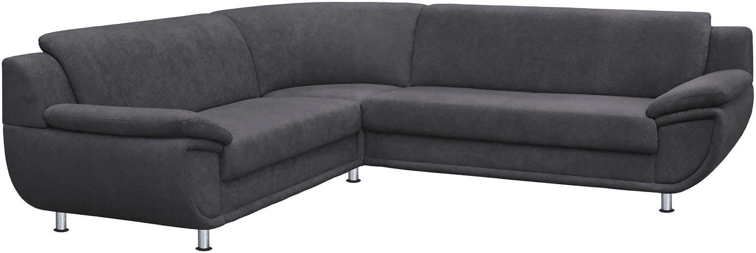 TRENDMANUFAKTUR Ecksofa "Rondo wahlweise mit Schlaffunktion, bequeme Armlehnen" L-Form, wahlw.mit Federkern, Füße chromfarben, Unser Dauertiefpreis