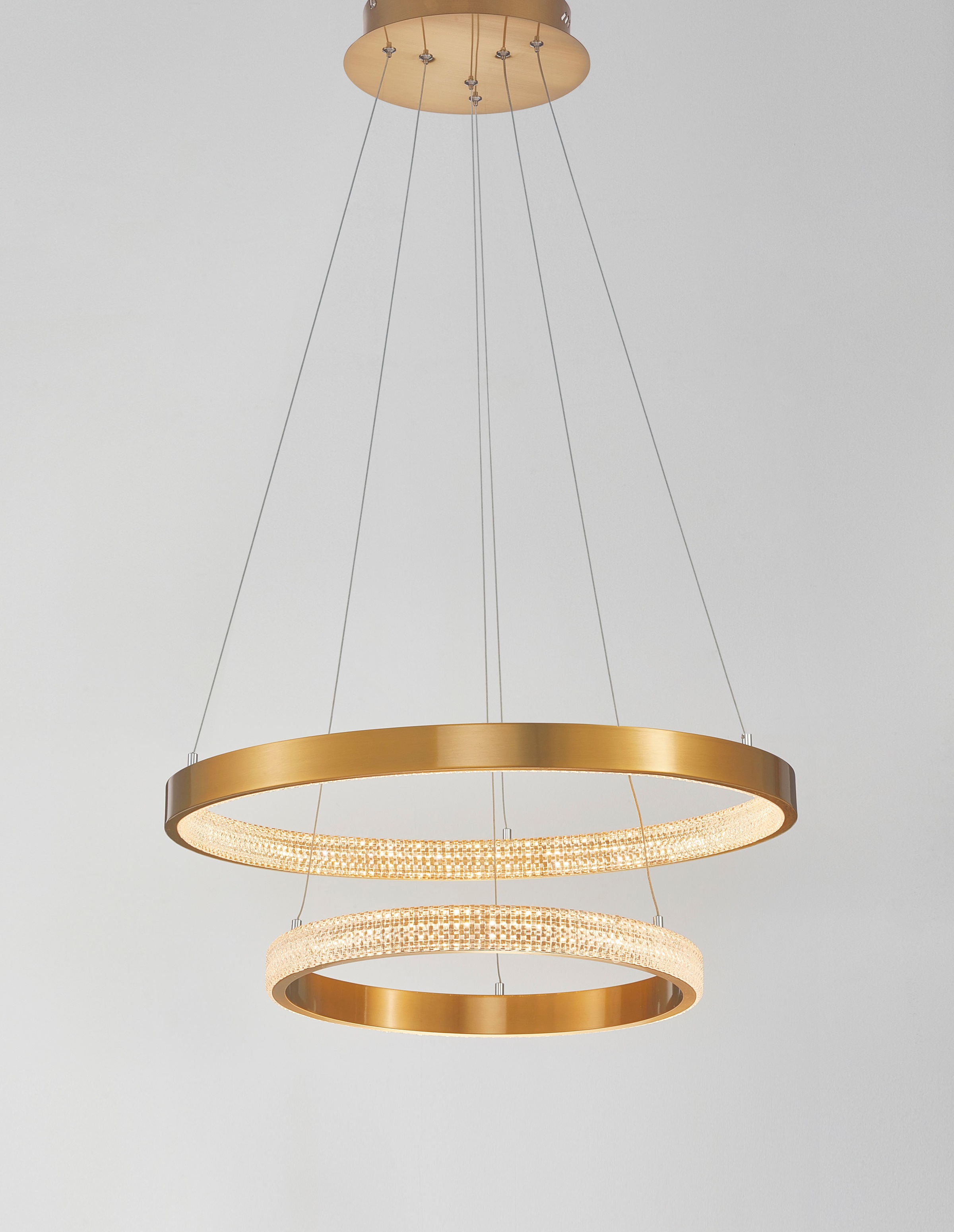 NOVA LUCE LED-Hängeleuchte "PRESTON", gold, 2, Ø 60cm H: 120cm, 1 Stk., Leuchten 3