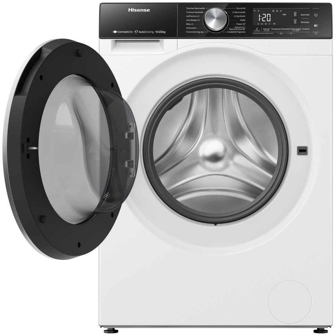 Hisense Freistehend Waschtrockner, 10.5 kg, 1400 U/min.