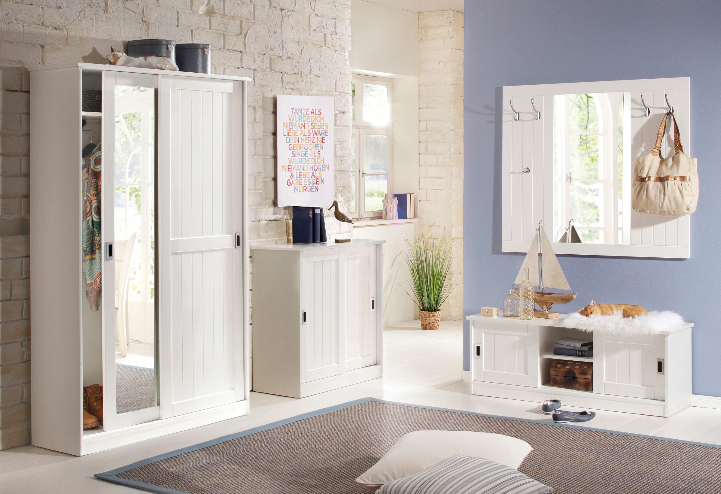 Home affaire Garderobenschrank "Nekso" mit Spiegel, Breite 114 cm, aus MDF günstig online kaufen