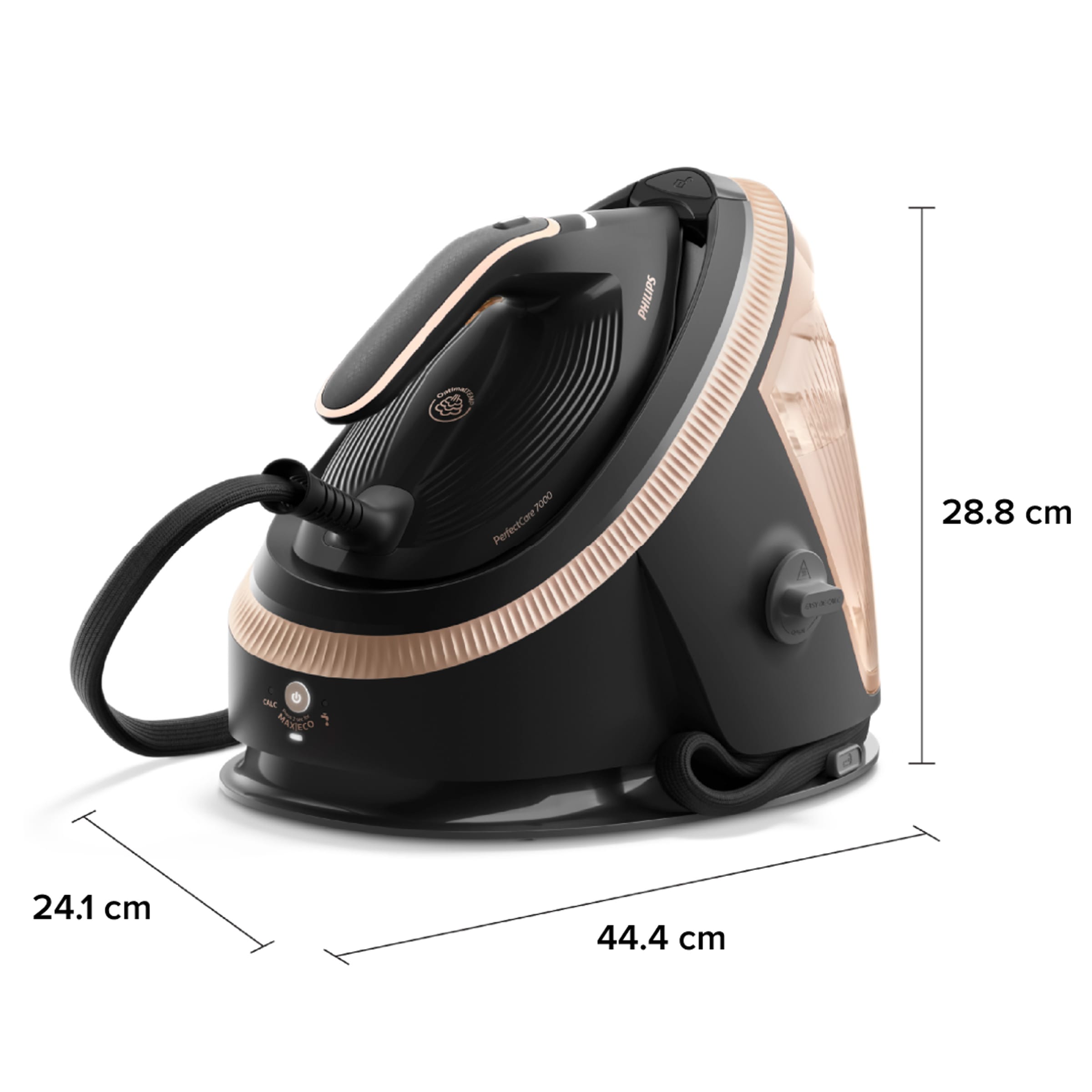 Philips Dampfbügelstation »PerfectCare 7000 Series PSG7300/80, Schwarz/Gold«, 2.850 Watt, OptimalTemp & TurboPower-Dampfmotor, 650 gr Dampfstoß