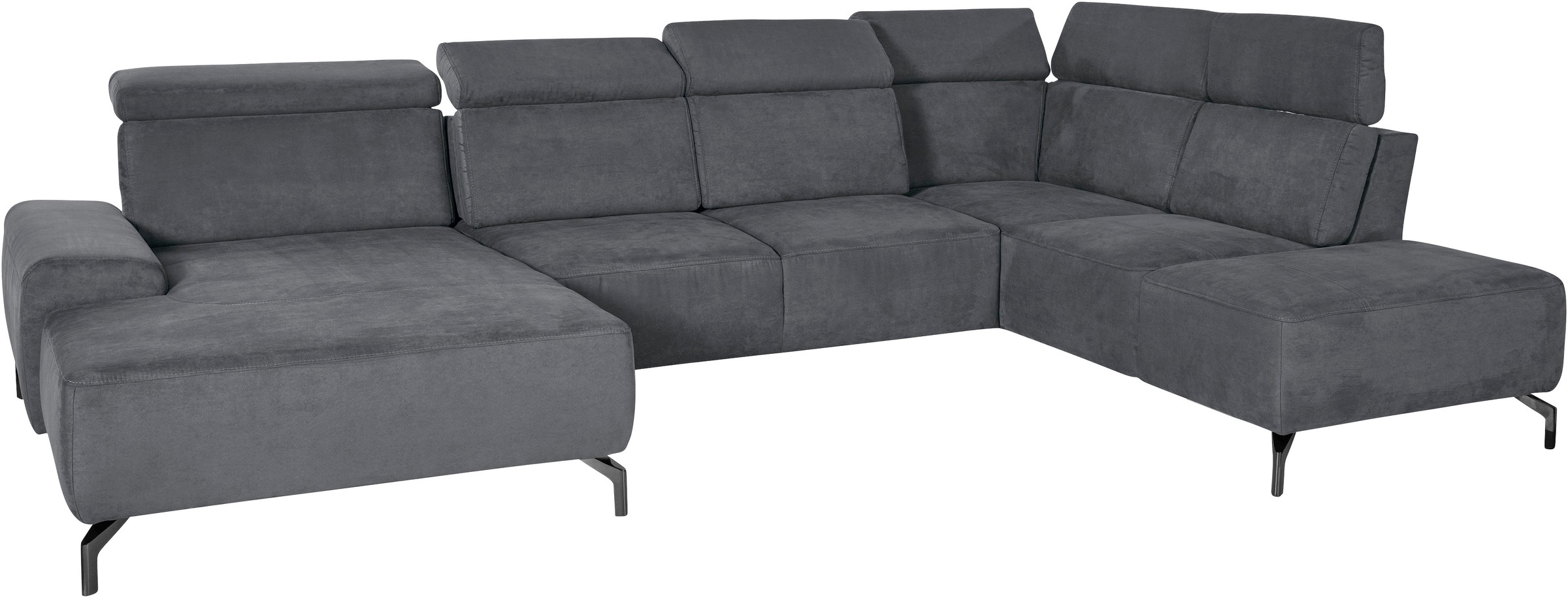 sit&more Wohnlandschaft »Gizeh U-Form«, 15 cm Fußhöhe, inklusive Sitztiefenverstellung und Kopfteilverstellung