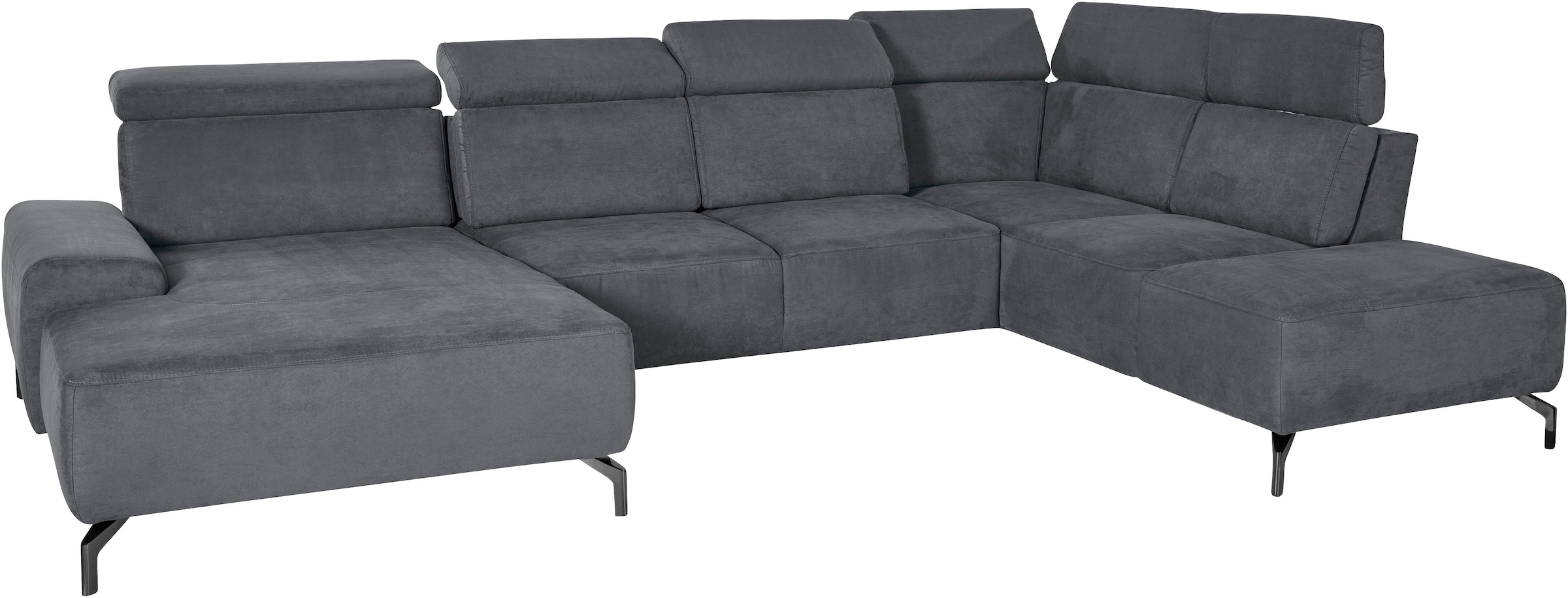 sit&more Wohnlandschaft "Gizeh U-Form" 15 cm Fußhöhe, inklusive Sitztiefenverstellung und Kopfteilverstellung