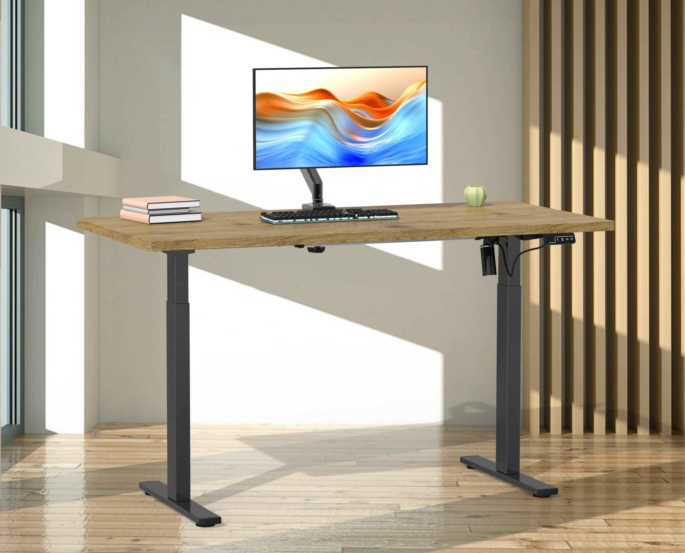 VCM Schreibtisch »VCM Höhenverstellbarer Schreibtisch stufenlos elektrisch höhenverstellbar Lona 140x50 Schwarz«, (Lona)