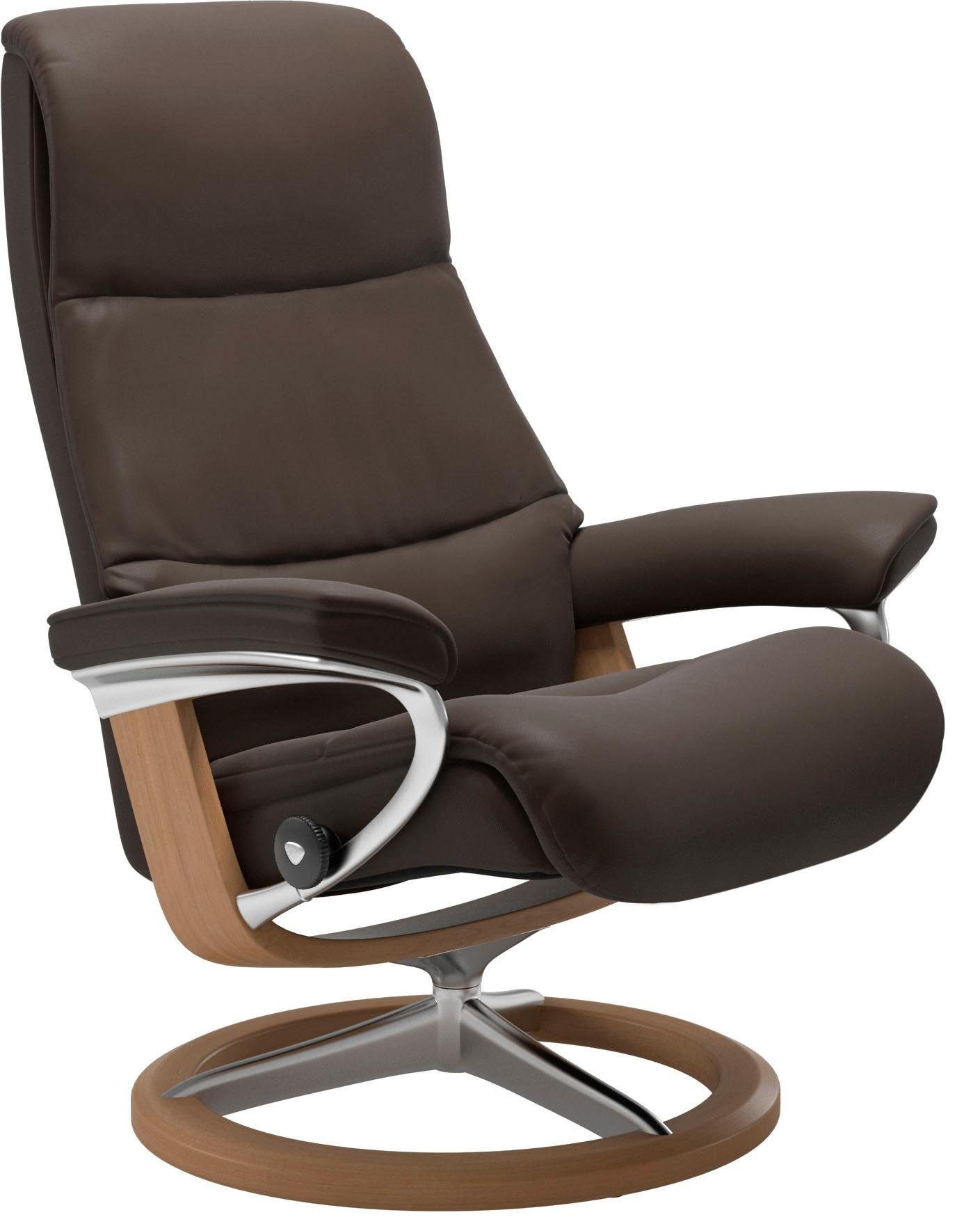 Stressless® Relaxsessel »View«, (Set, Relaxsessel mit Hocker), mit Signature Base, Größe M,Gestell Eiche